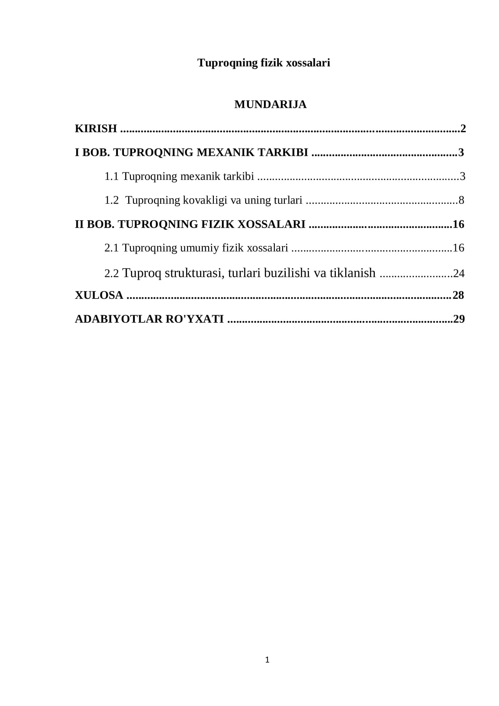 Tuproqning Fizik Xossalari