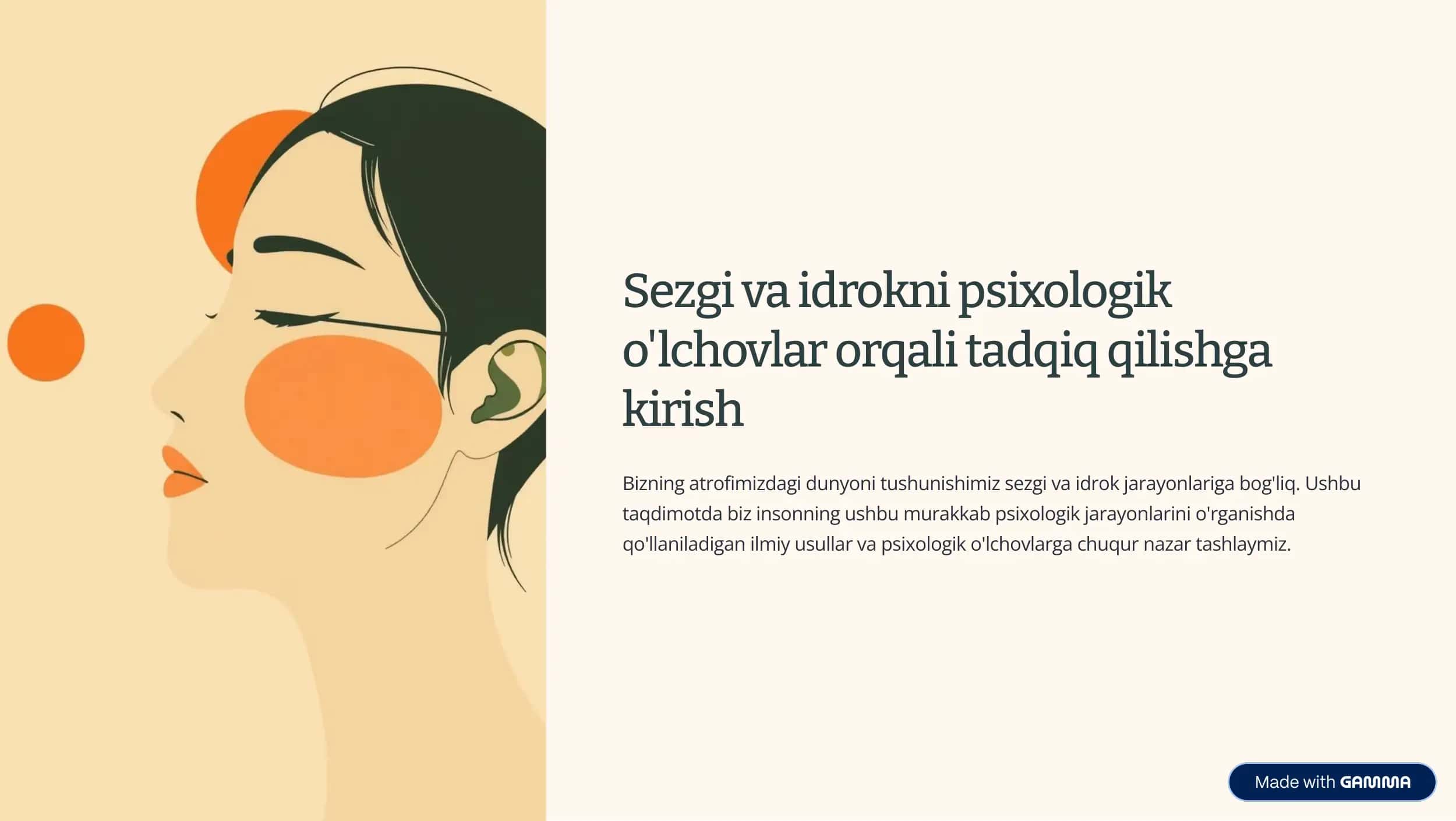 Sezgi va idrokni psixologik o'lchovlar