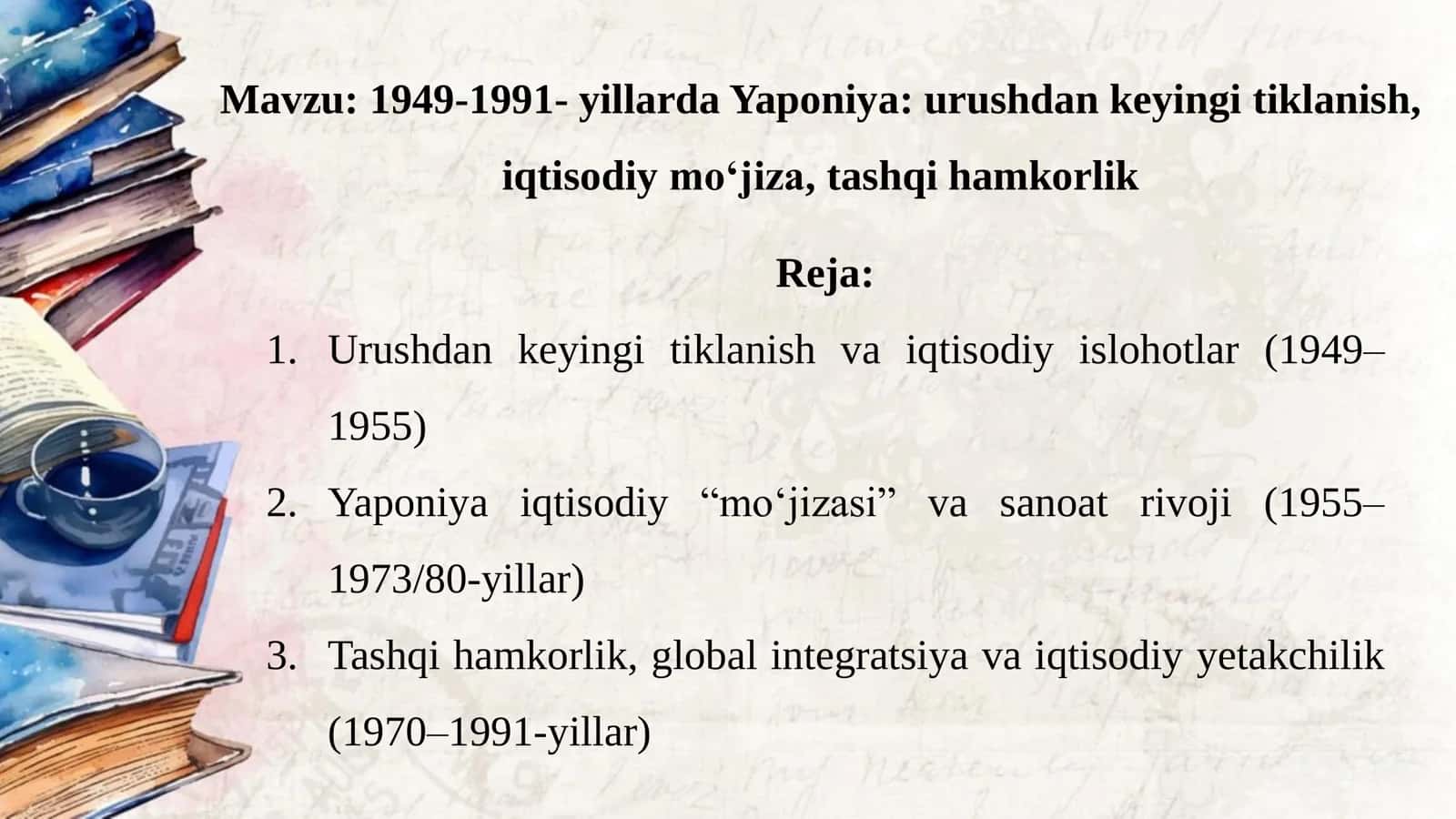 1949-1991- yillarda Yaponiya. Taqdimot