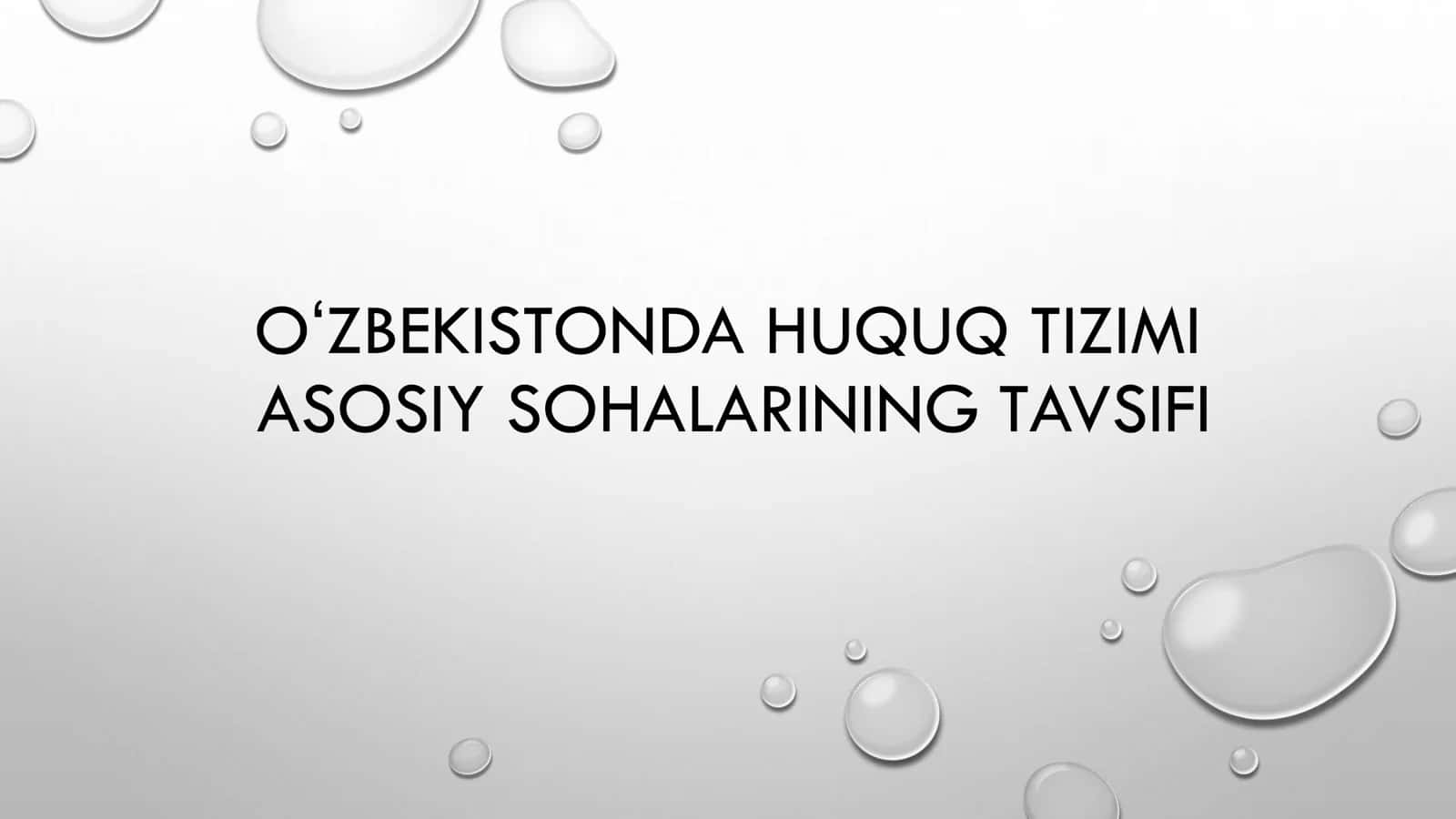 OʻZBEKISTONDA HUQUQ TIZIMI ASOSIY SOHALARINING TAVSIFI
