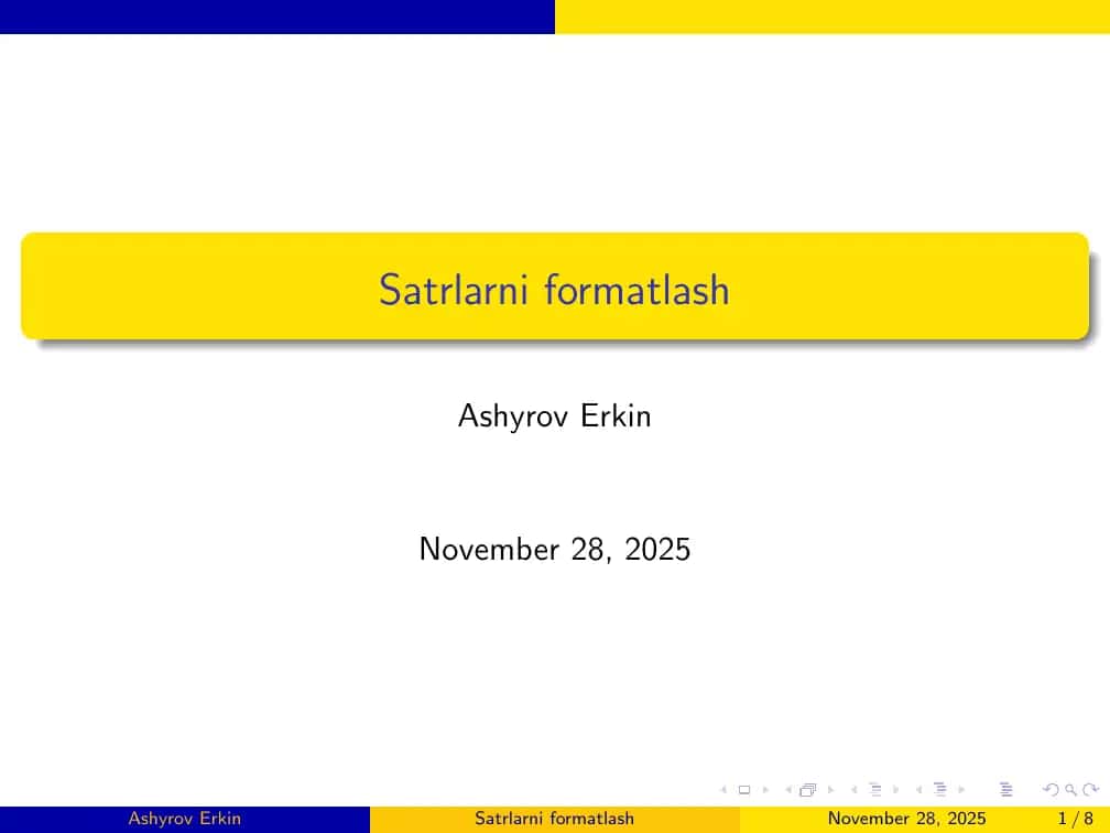Satrlarni formatlash