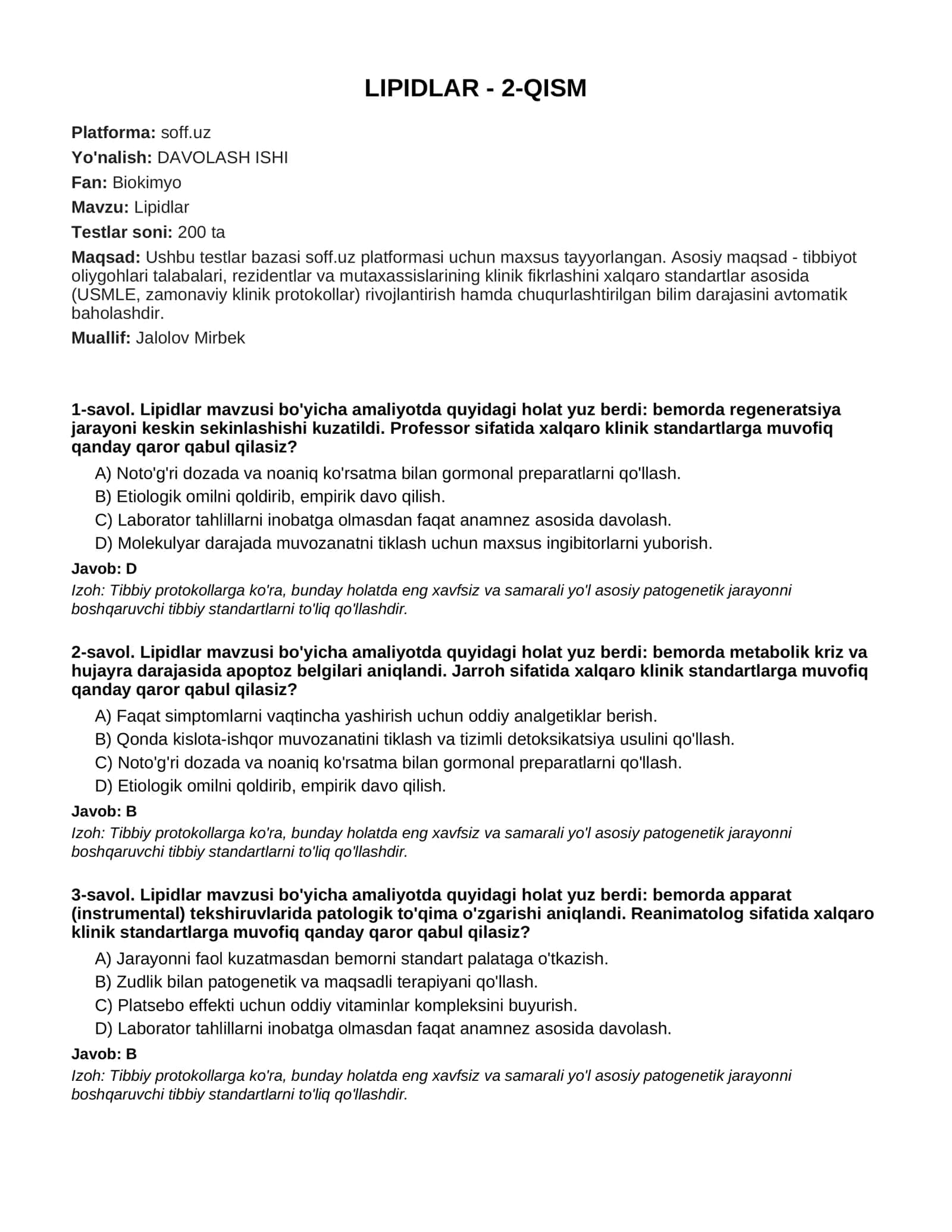 Lipidlar - 2-QISM