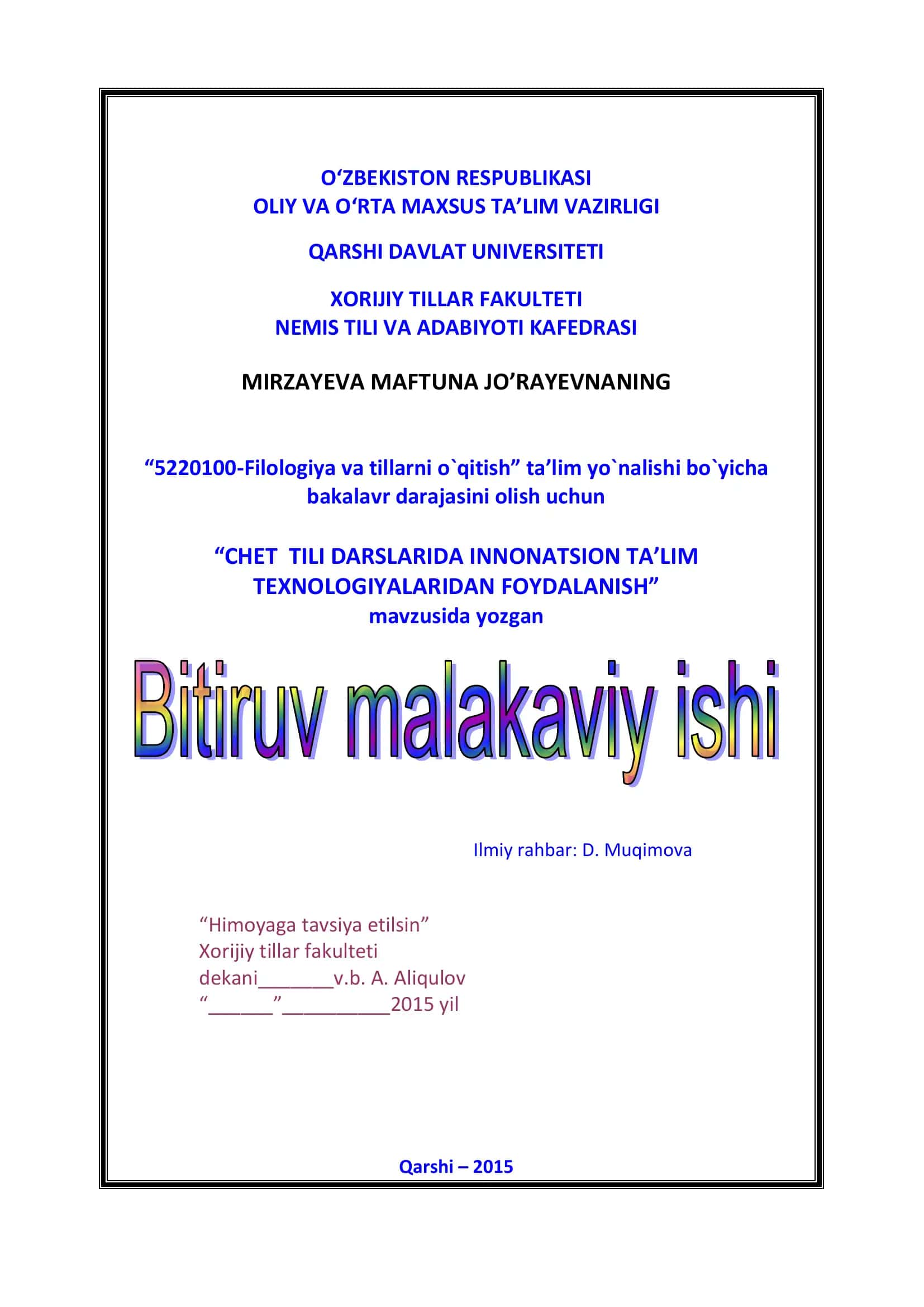 Chet tili darslarida innovatsion ta'lim 1