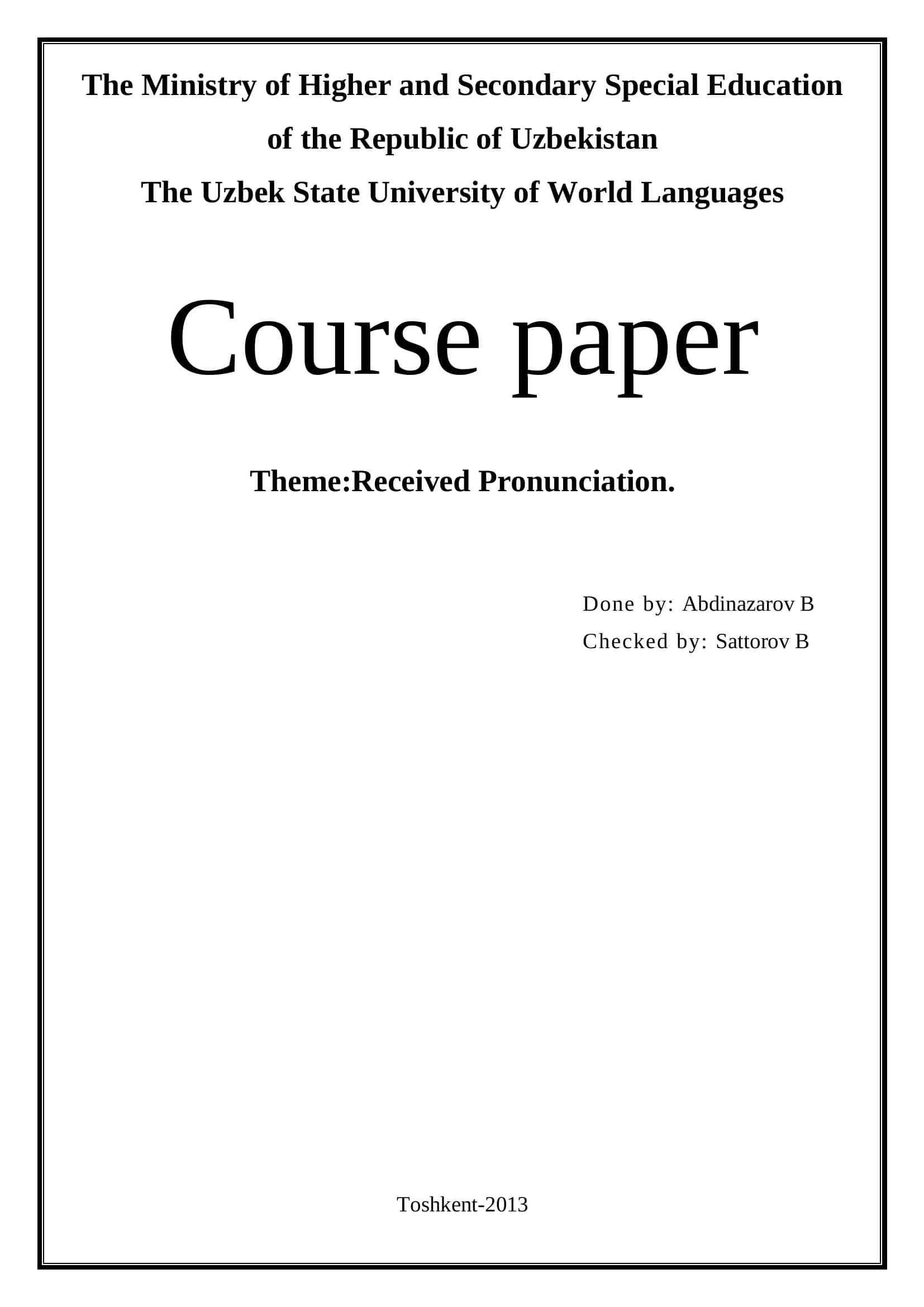 Course paper on Received Pronunciation