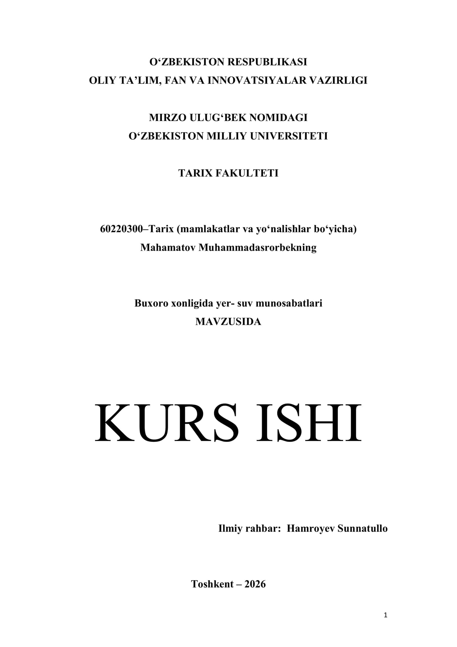 Buxoro xonligida yer-suv munosabatlari