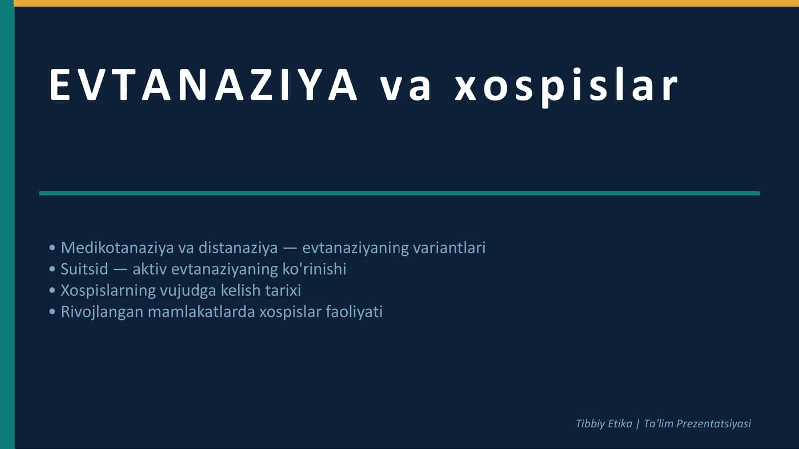 EVTANAZIYA va xospislar