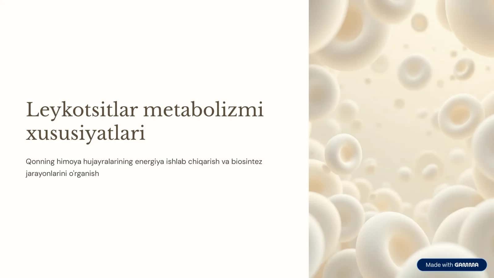Leykotsitlar metabolizmi xususiyatlari
