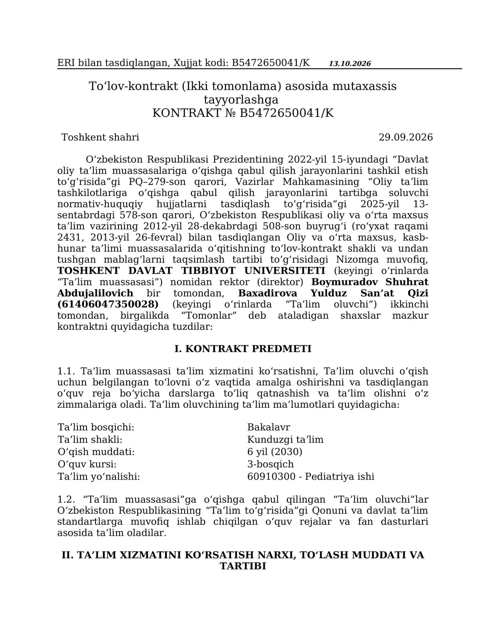 Oliy va o‘rta maxsus ta'lim vazirining 508-son buyrug‘i
