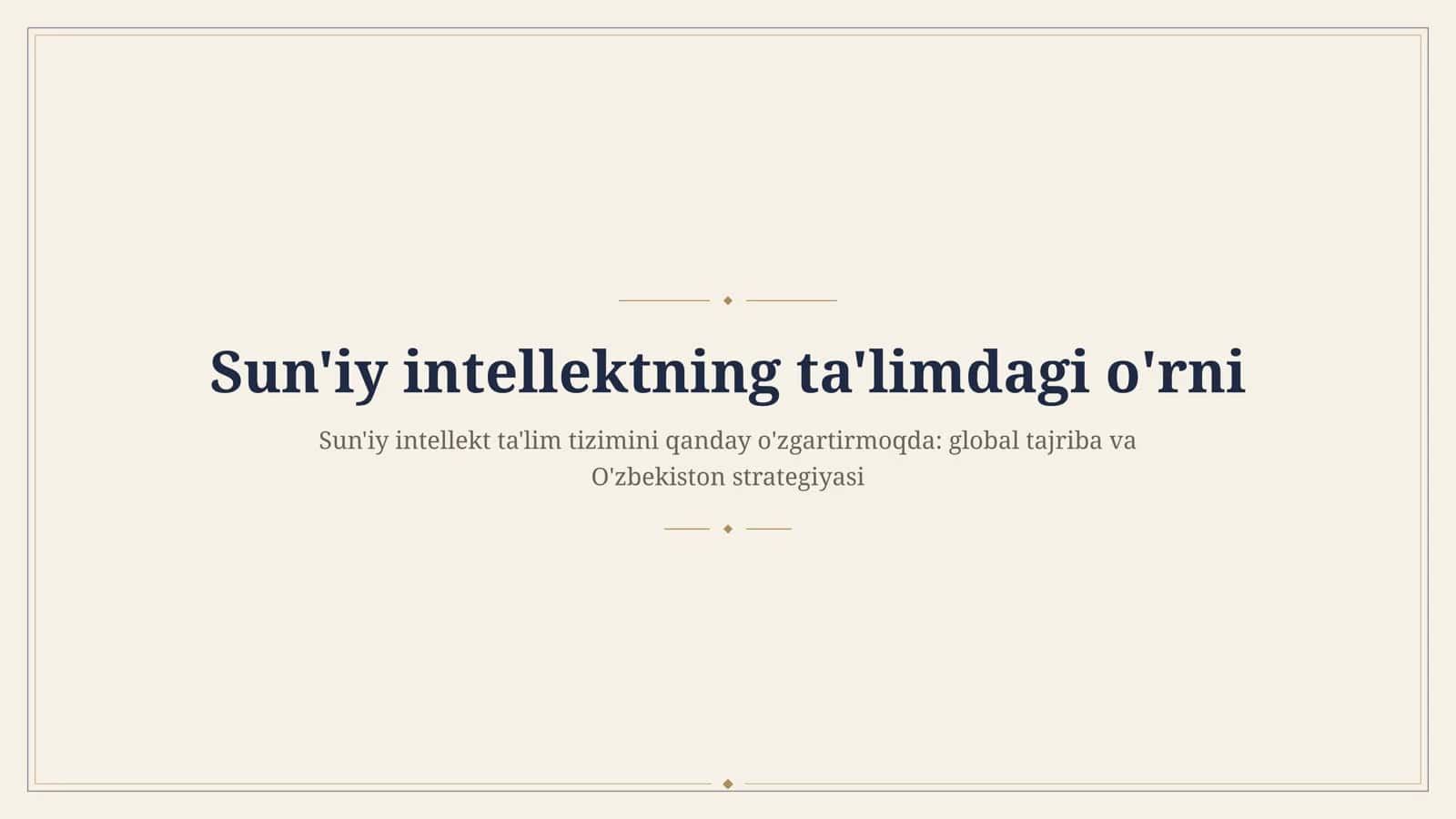 Sun'iy intellektning ta'limdagi o'rni