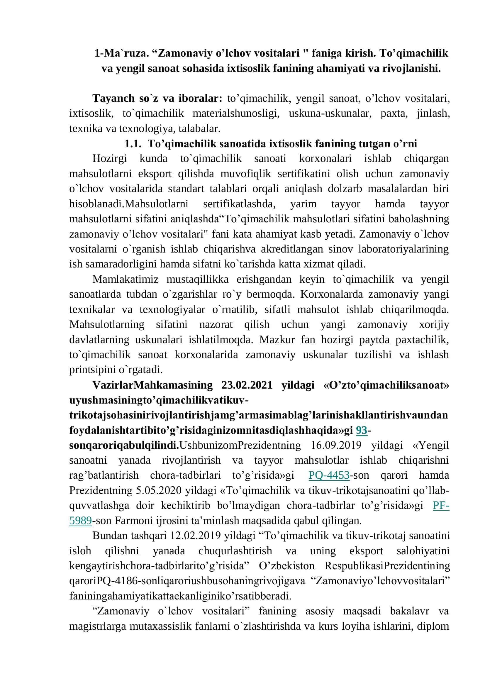 Zamonaviy o’lchov vositalari