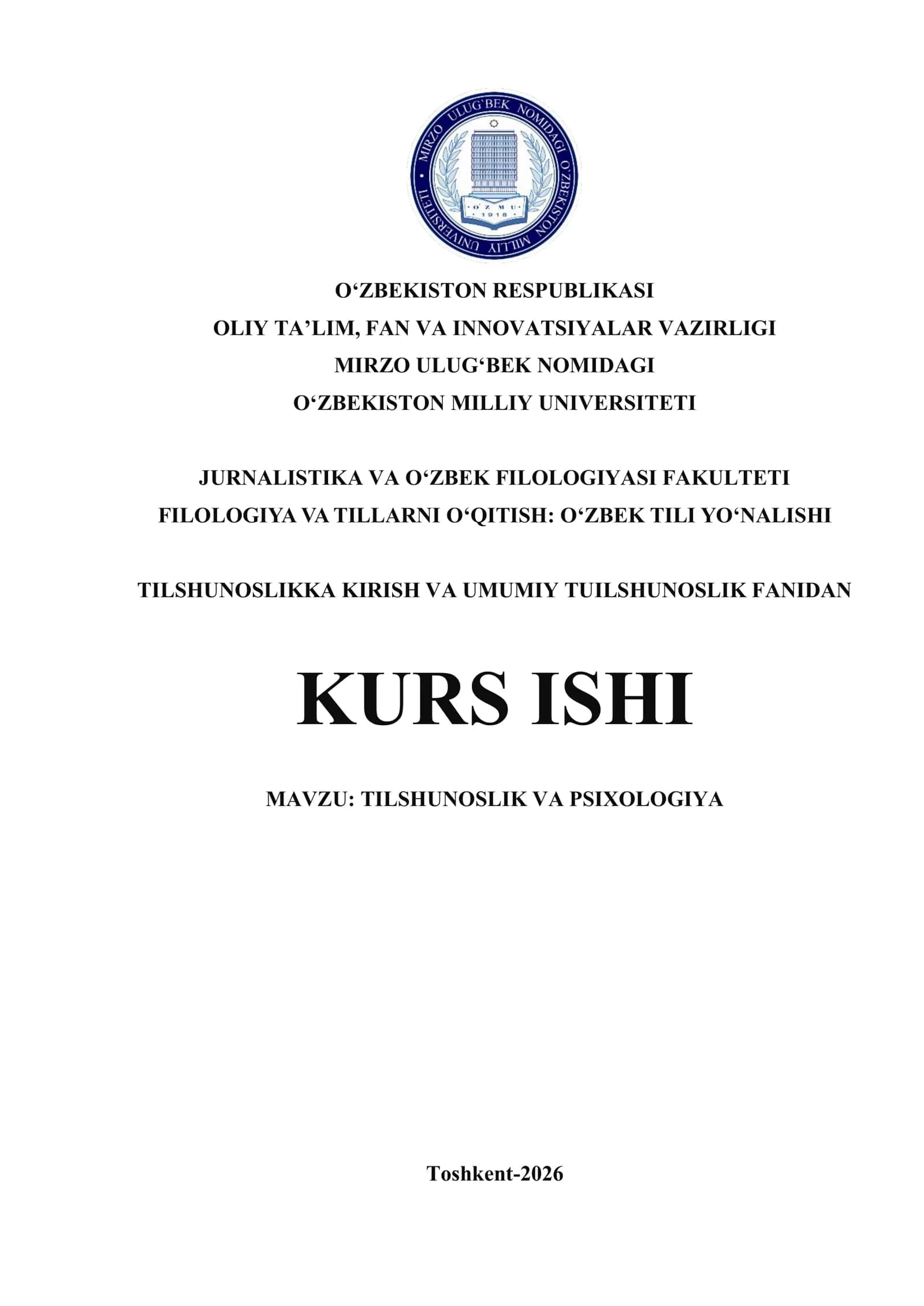 TILSHUNOSLIK VA PSIXOLOGIYA