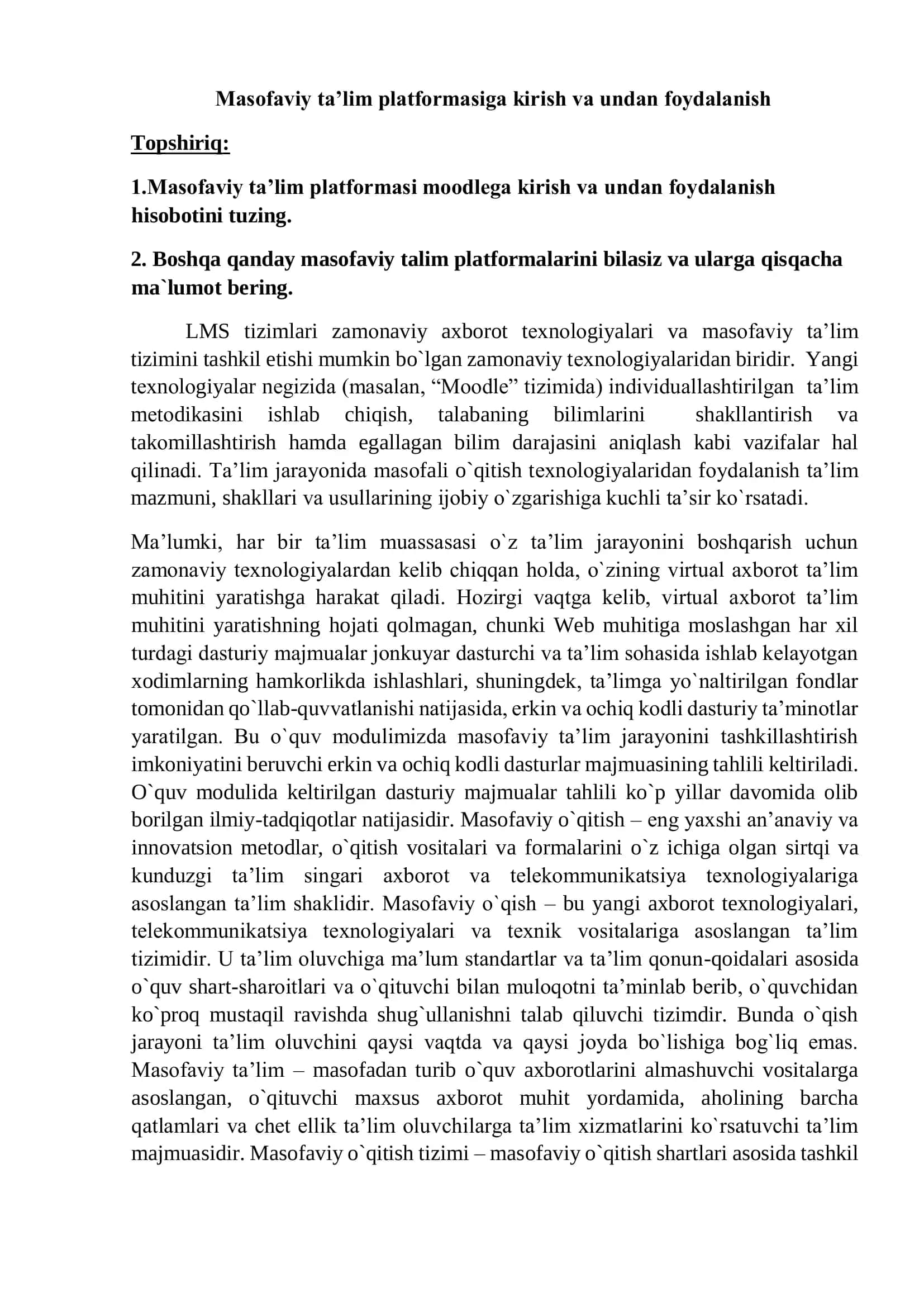 Masofaviy ta’lim platformasi
