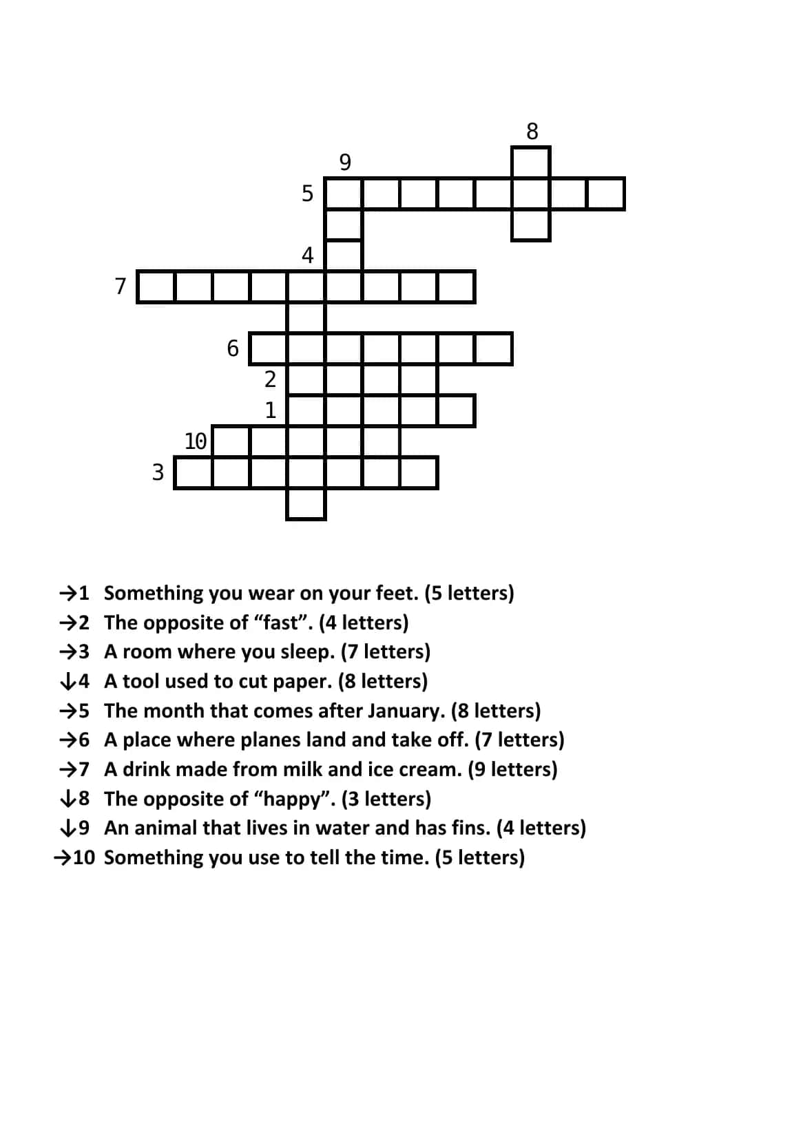 "Crossword" English Easy Level №8