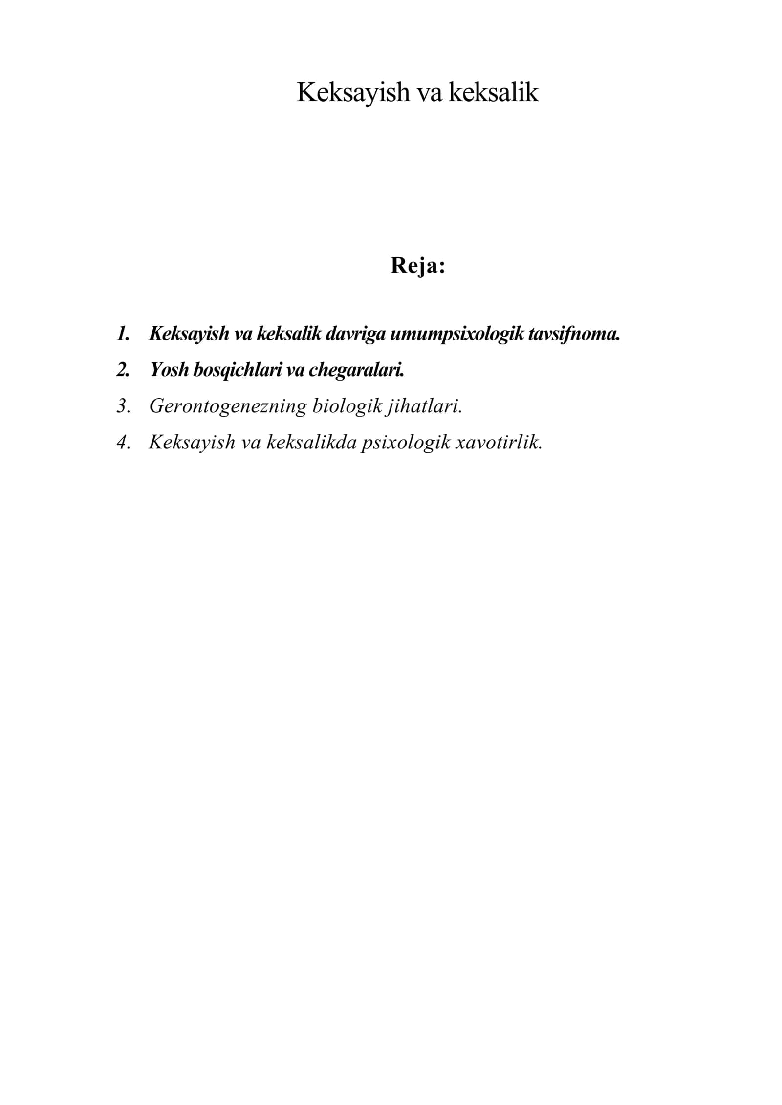 Keksayish va keksalik