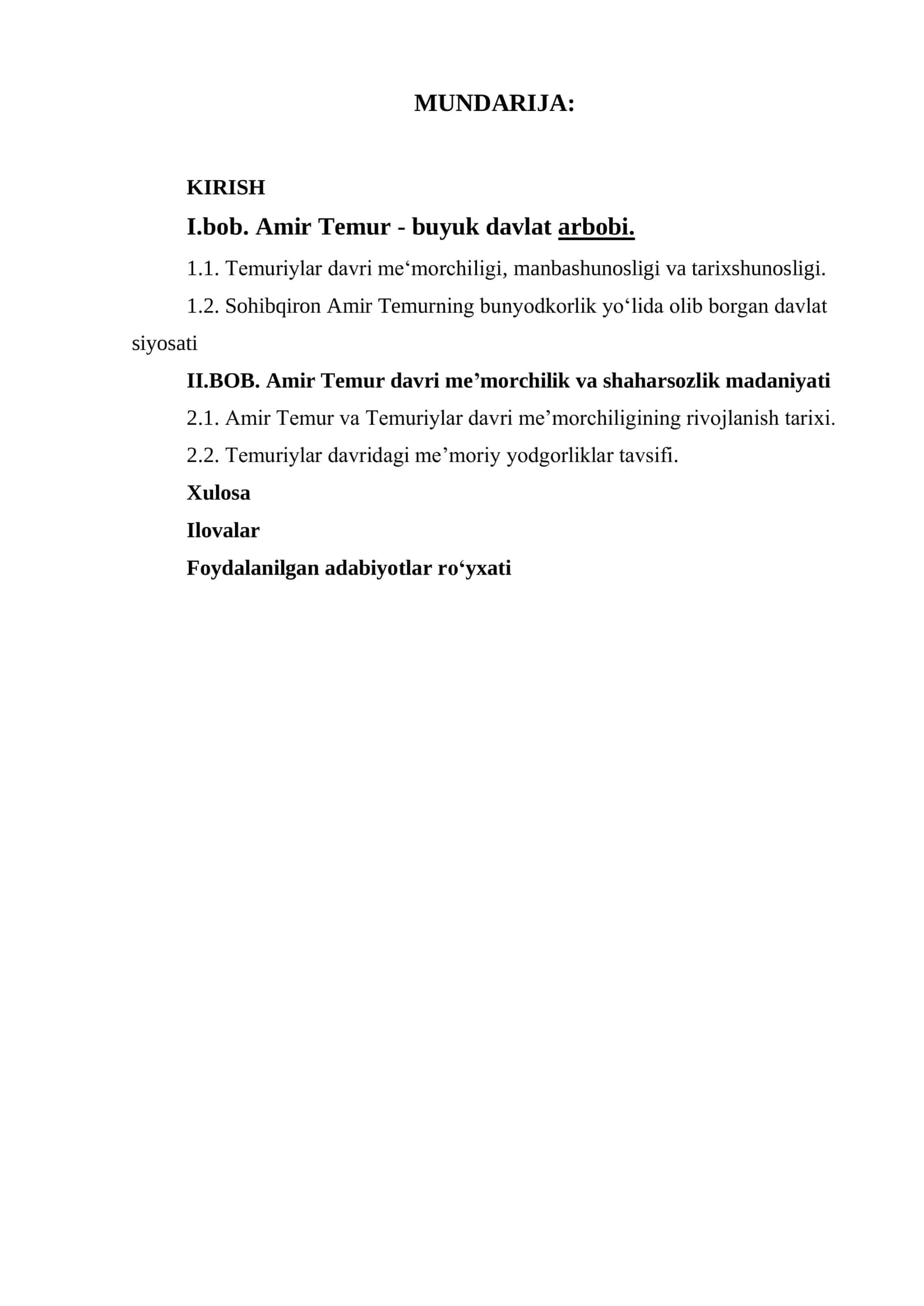 Amir Temur - buyuk davlat arbobi