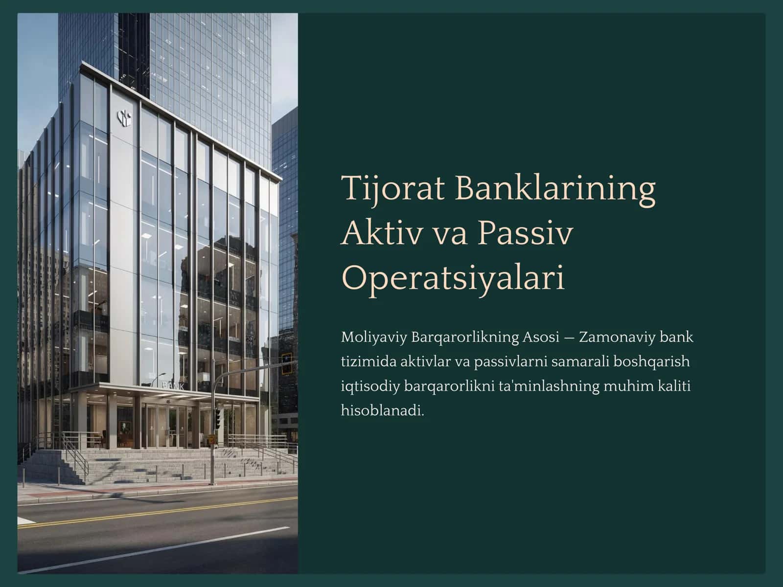 Tijorat Banklarining Aktiv va Passiv Operatsiyalari