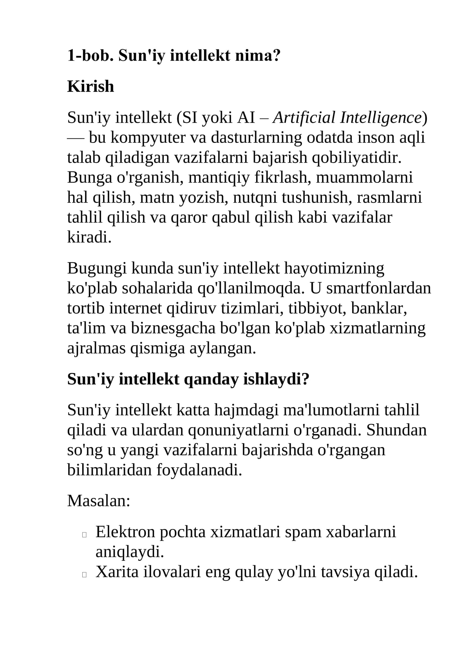 Sun'iy intellektdan foydalanish bo'yicha ba'tafsil qo'llanma