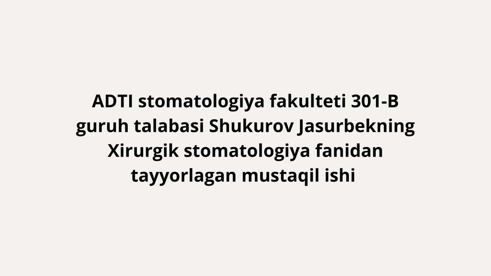 Pastki jagʻ kichik oziq tishlarni olish texnikasi