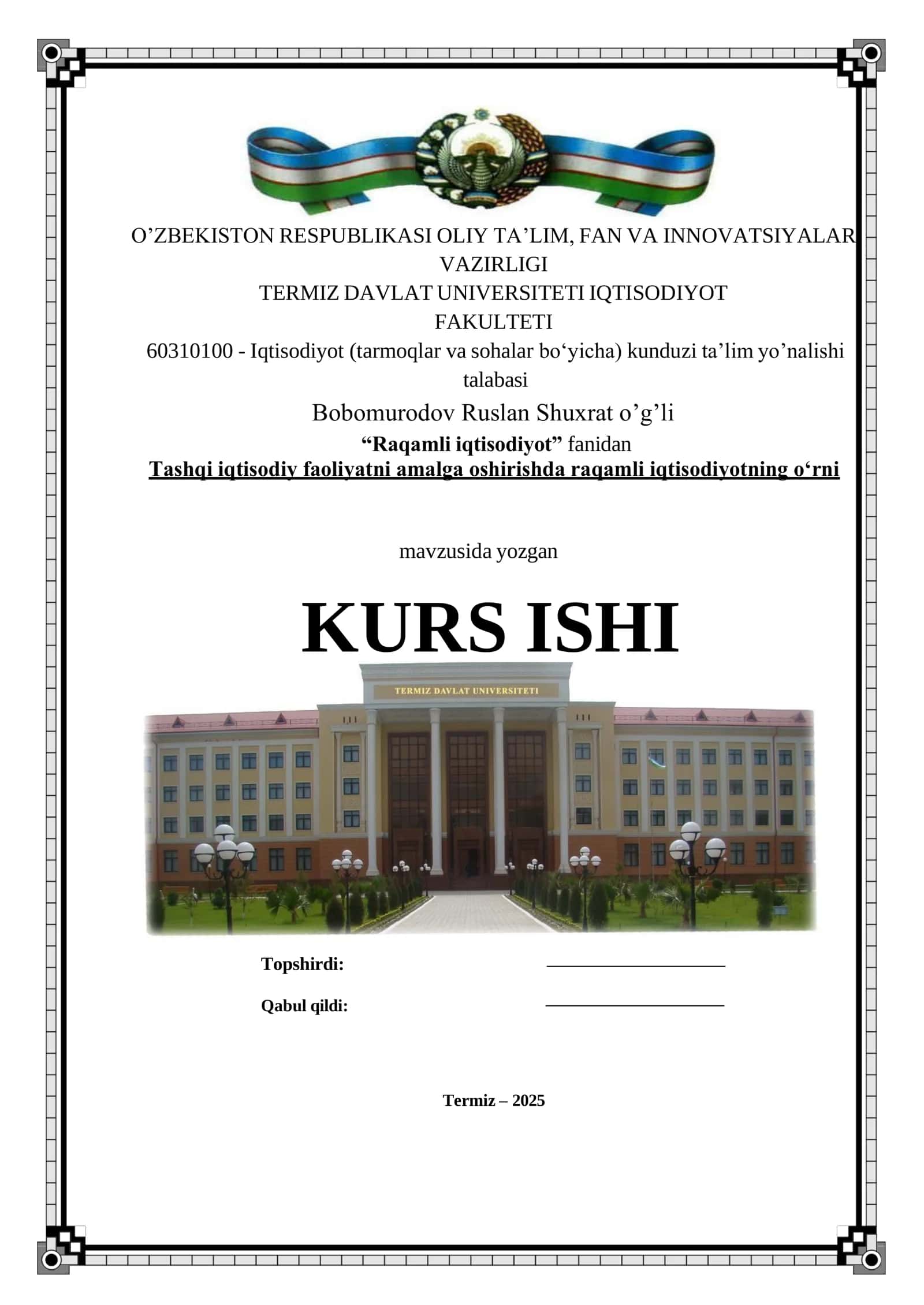 Raqamli iqtisodiyot