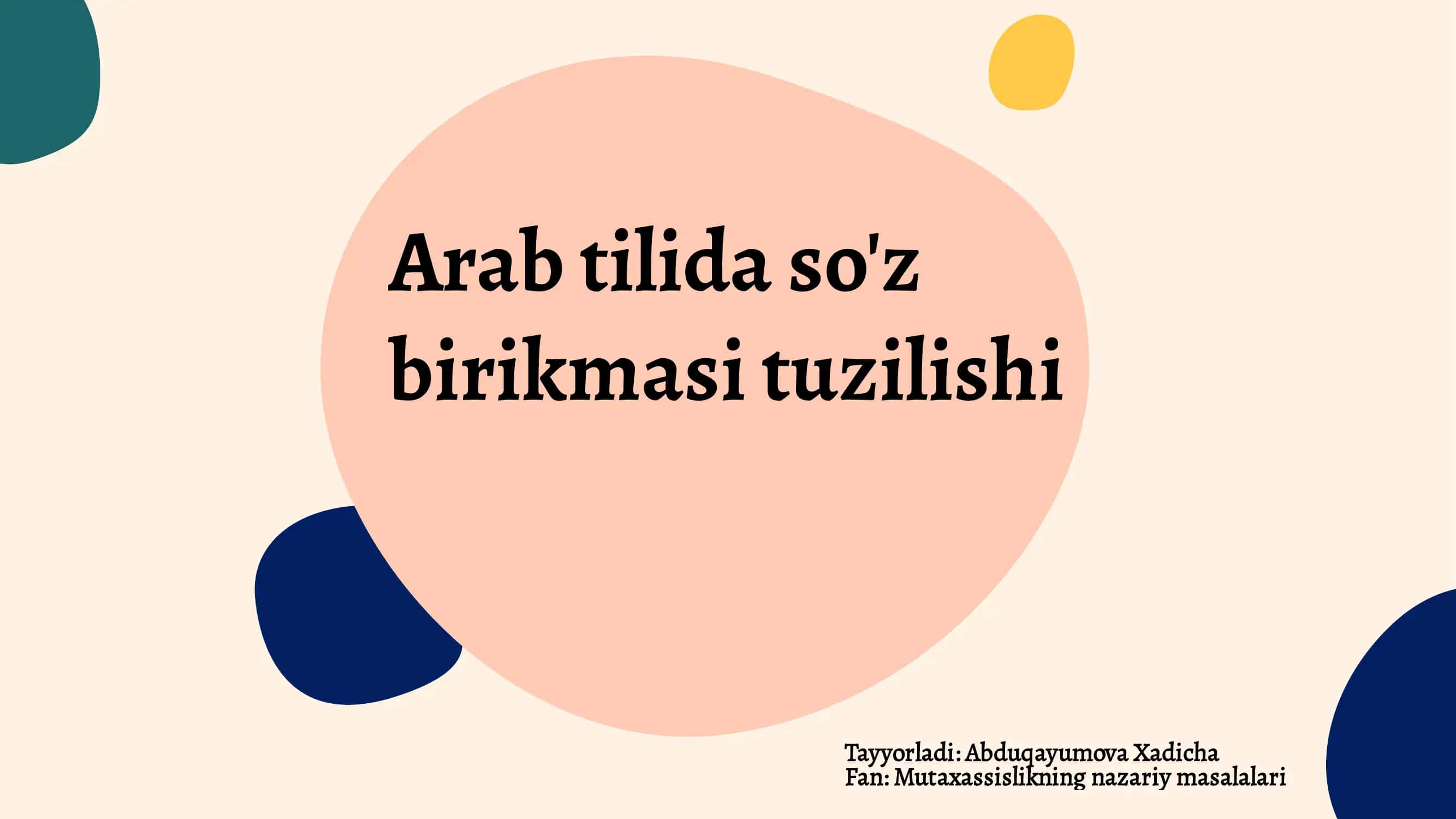 Arab tilida so'z birikmasi tuzilishi slayd-taqdimot