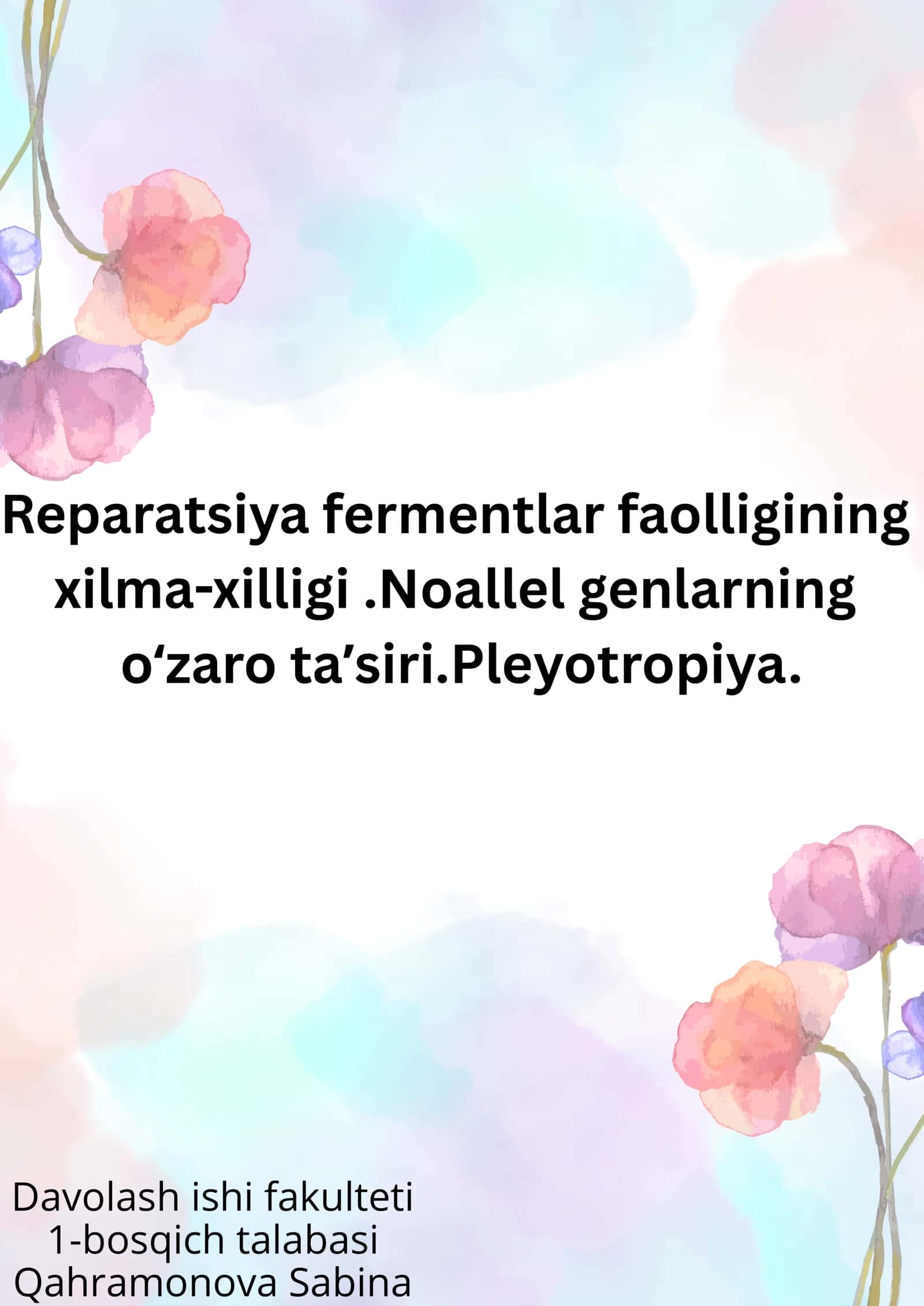 Reparatsiya fermentlar faolligining xilma-xilligi