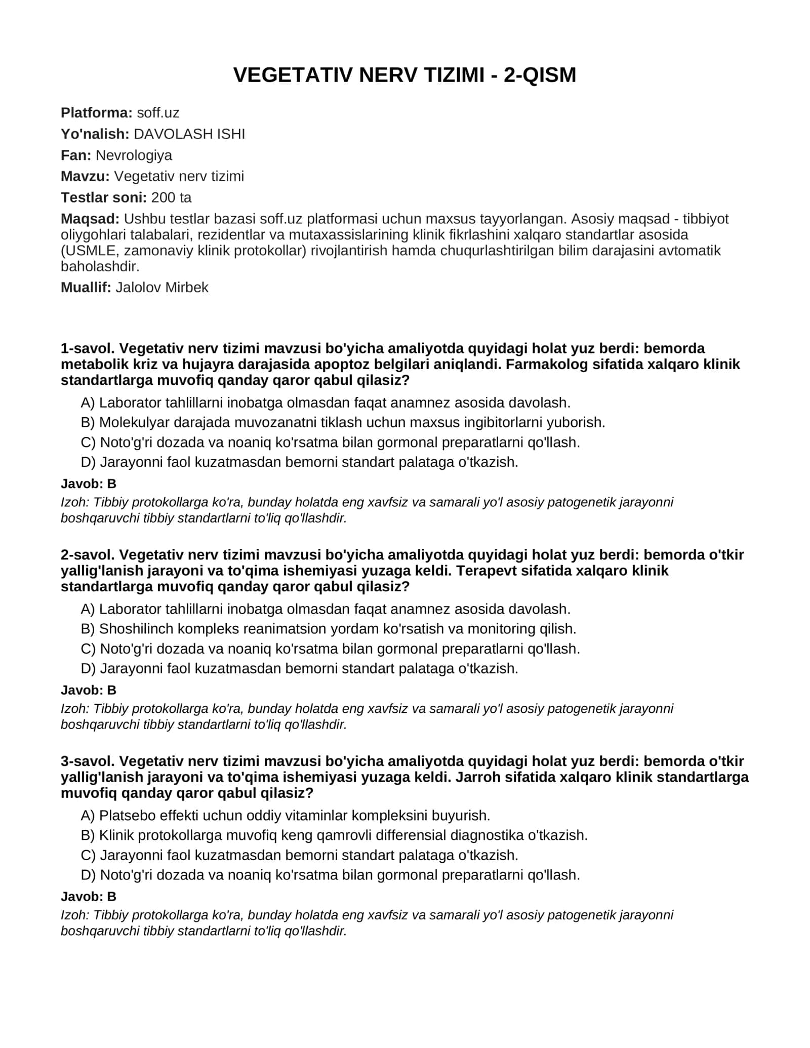 VEGETATIV NERV TIZIMI - 2-QISM