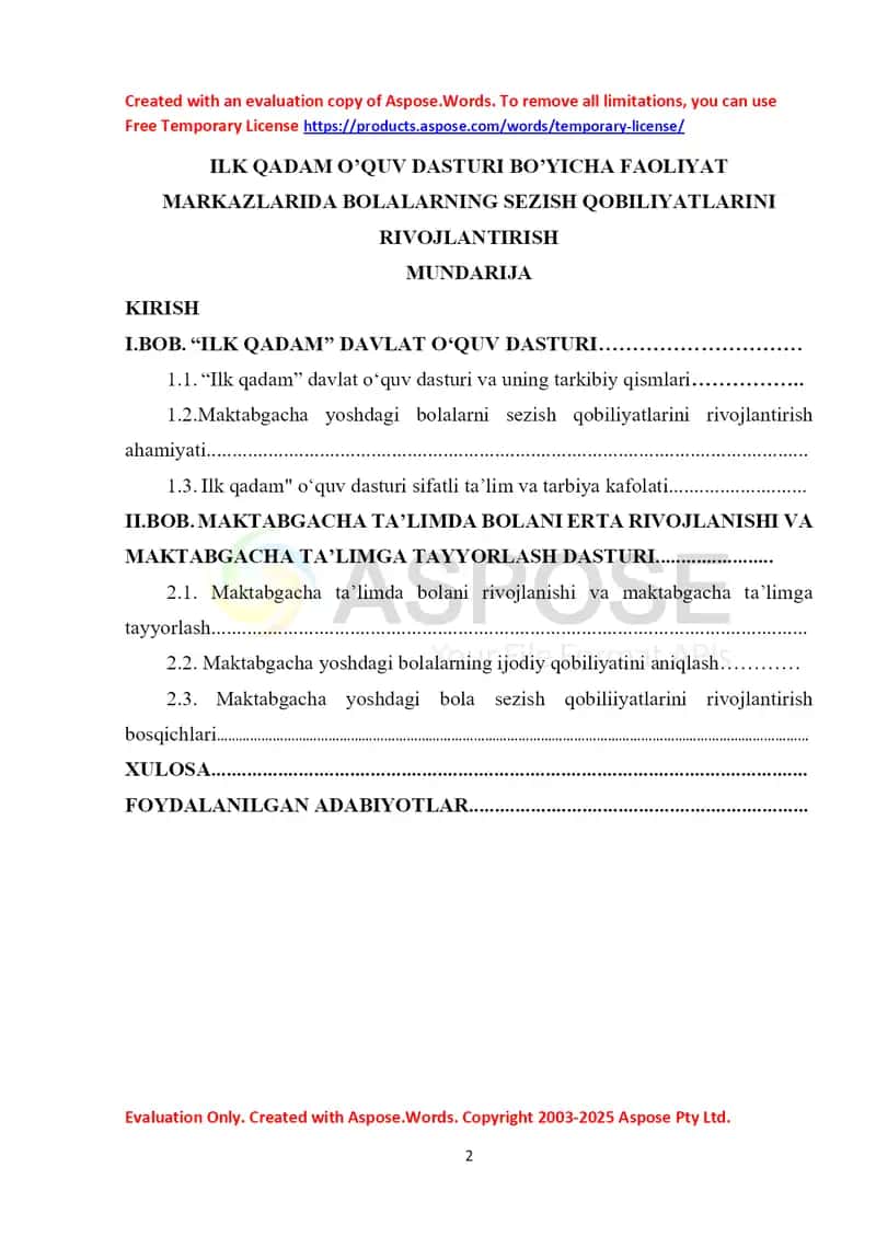 Kurs ishi: “Ilk qadam” o‘quv dasturi bo‘yicha faoliyat markazlarida bolalarning sezish qobiliyatlarini rivojlantirish