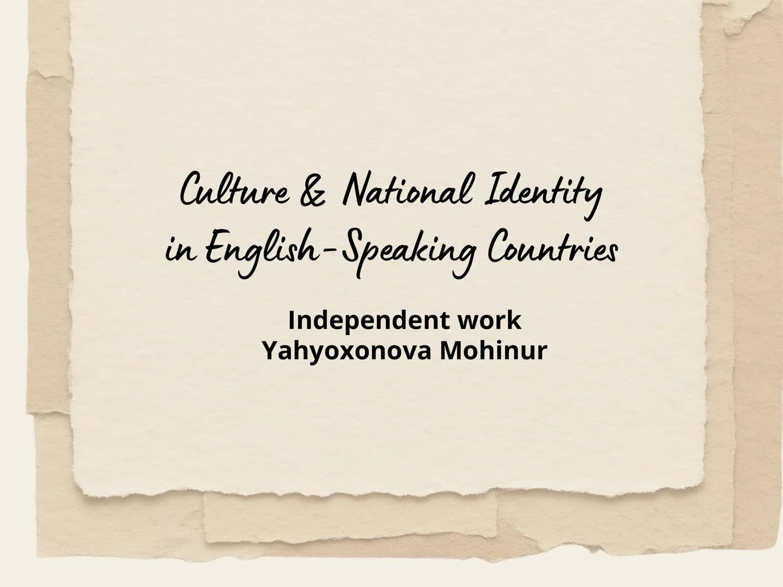 Culture & National Identity in English-Speaking Countries