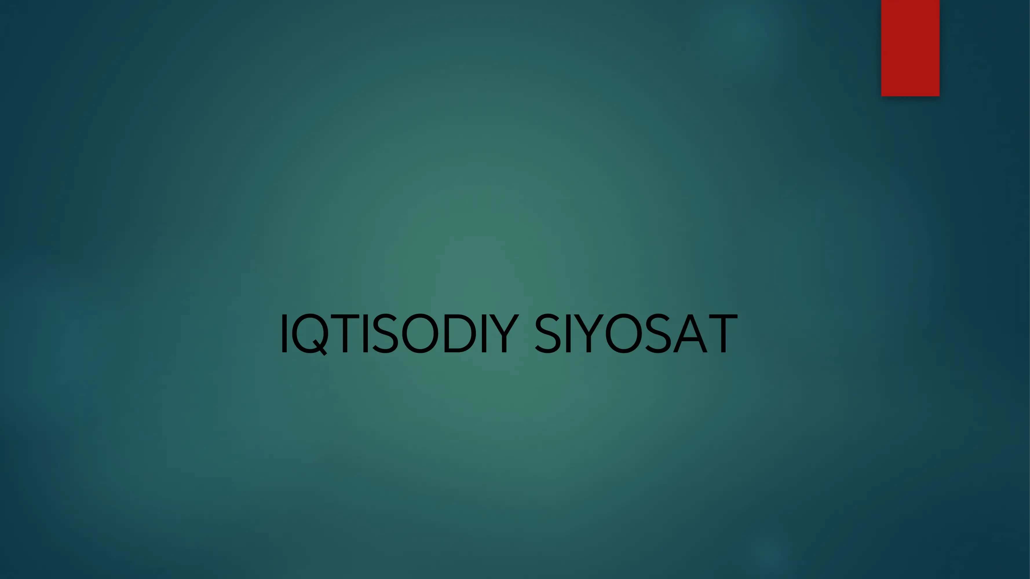 Iqtisodiy siyosat