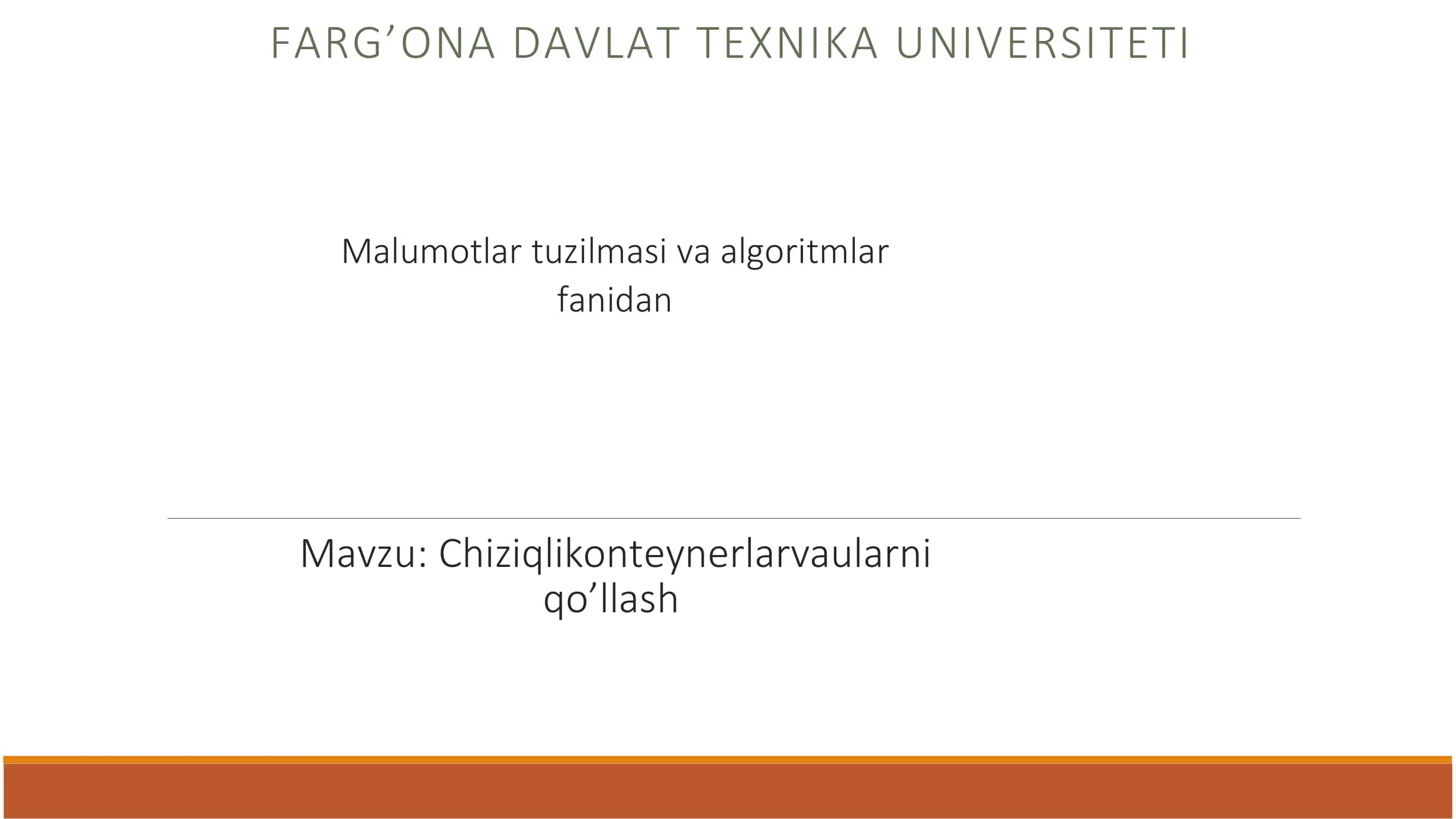 Malumotlar tuzilmasi va algoritmlar