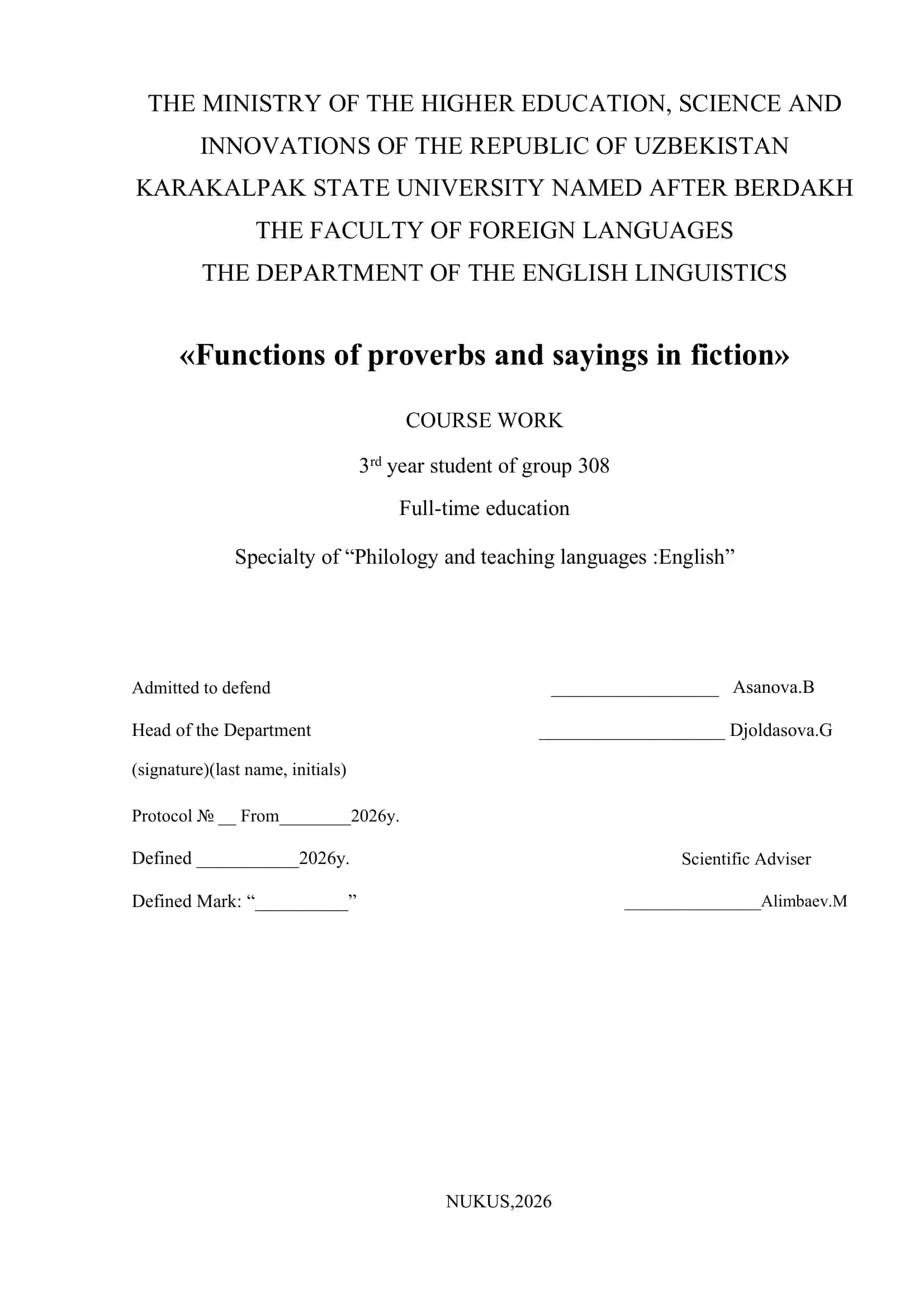 Functions of proverbs and sayings in fiction