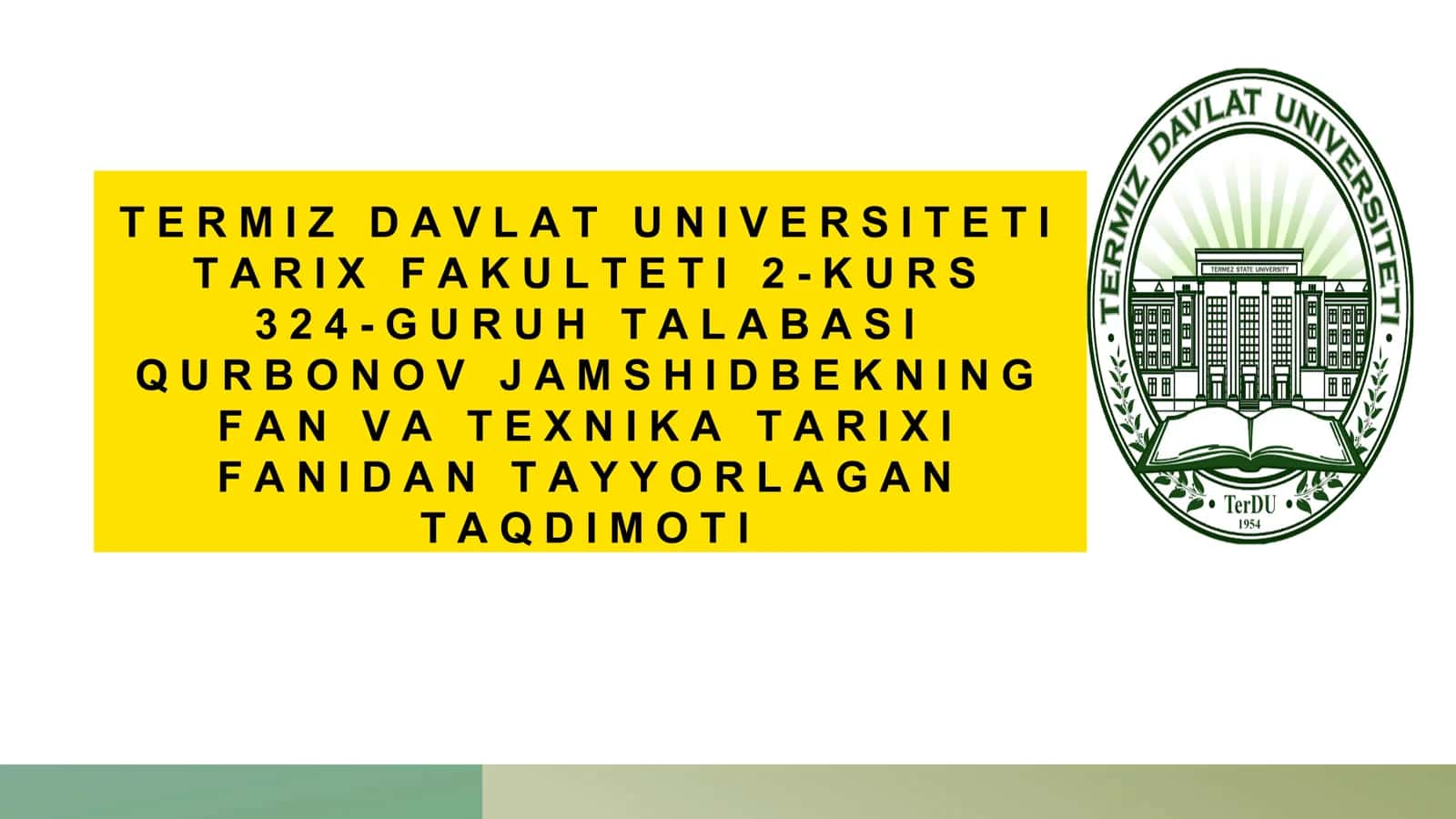 Temuriylar davrida Movarounnahr va Xuroson Tarix Fanidan Tayyorlagan Taqdimoti