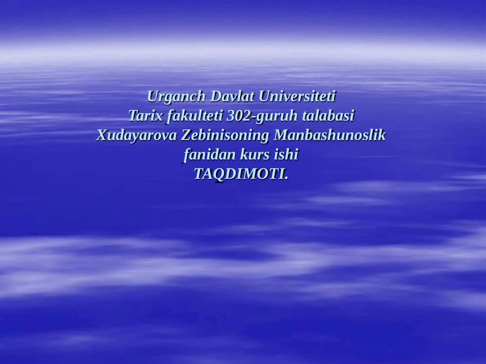 Manbashunoslik fanidan kurs ishi