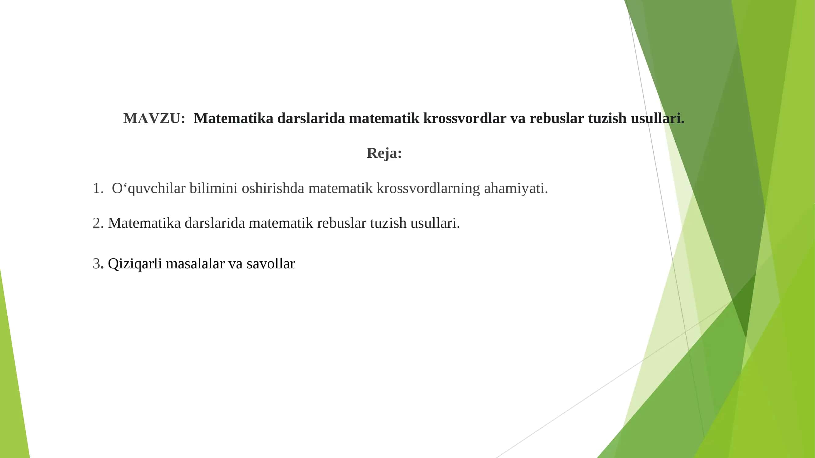Matematik Krossvordlar va Rebuslar