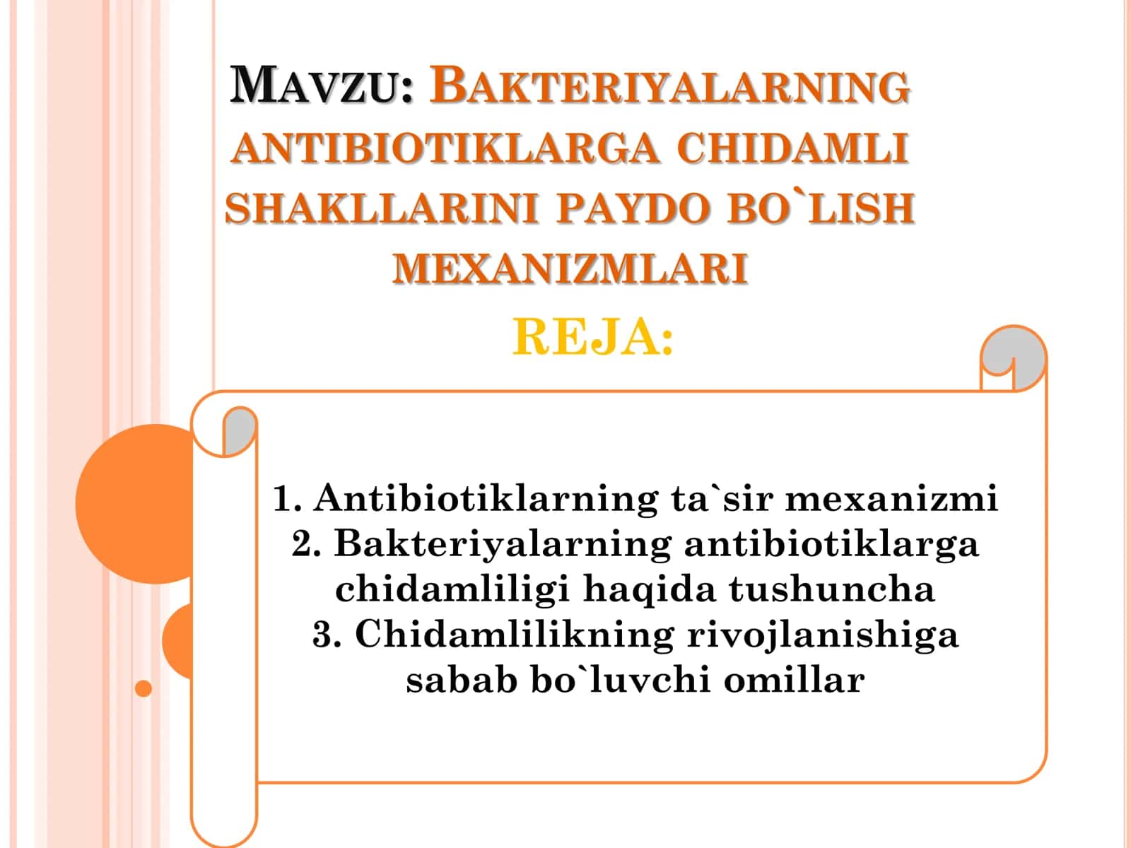 BAKTERIYALARNING ANTIBIOTIKLARGA CHIDAMLI SHAKLLARINI PAYDO BO`LISH MEXANIZMLARI