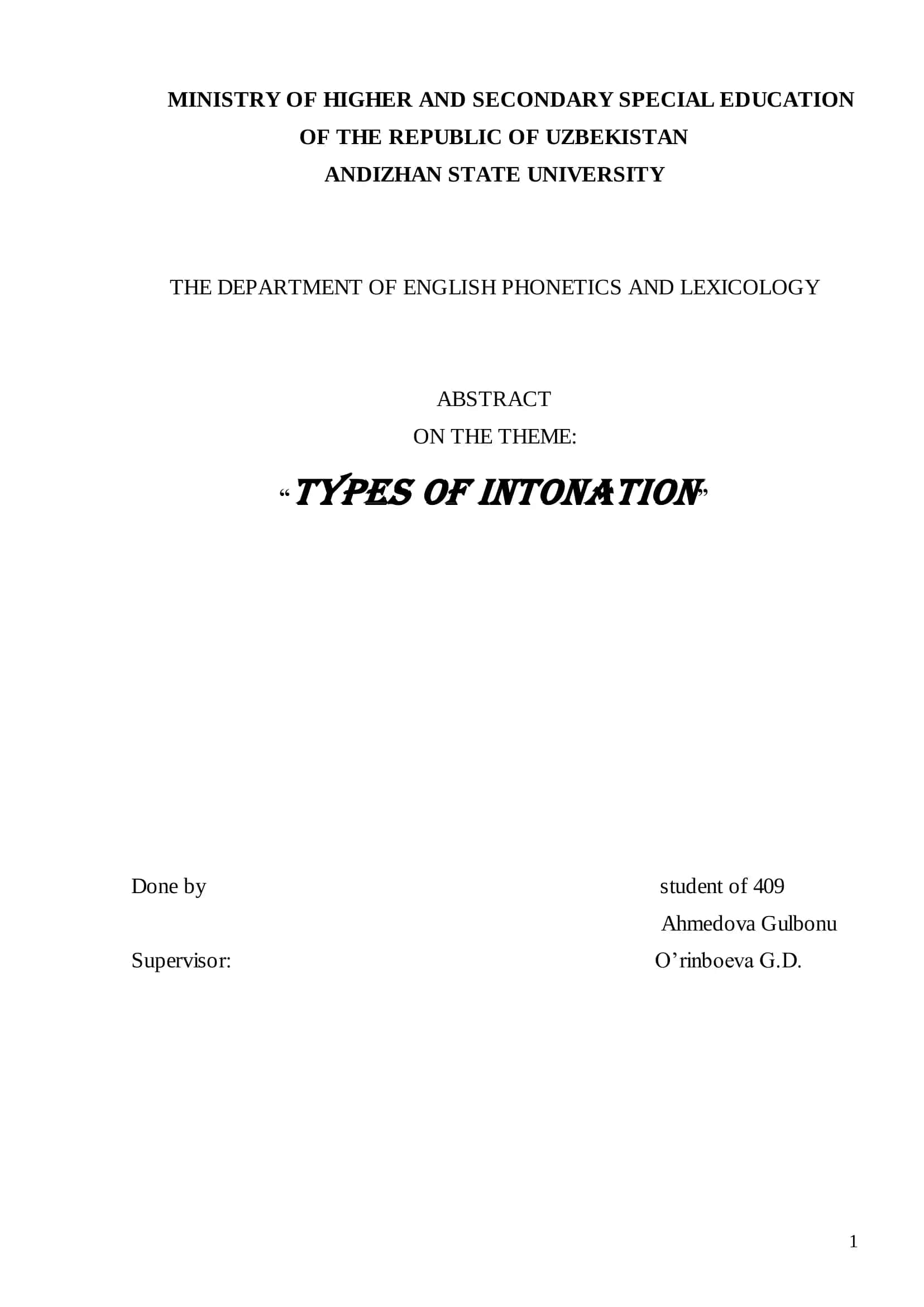 Types of intonation