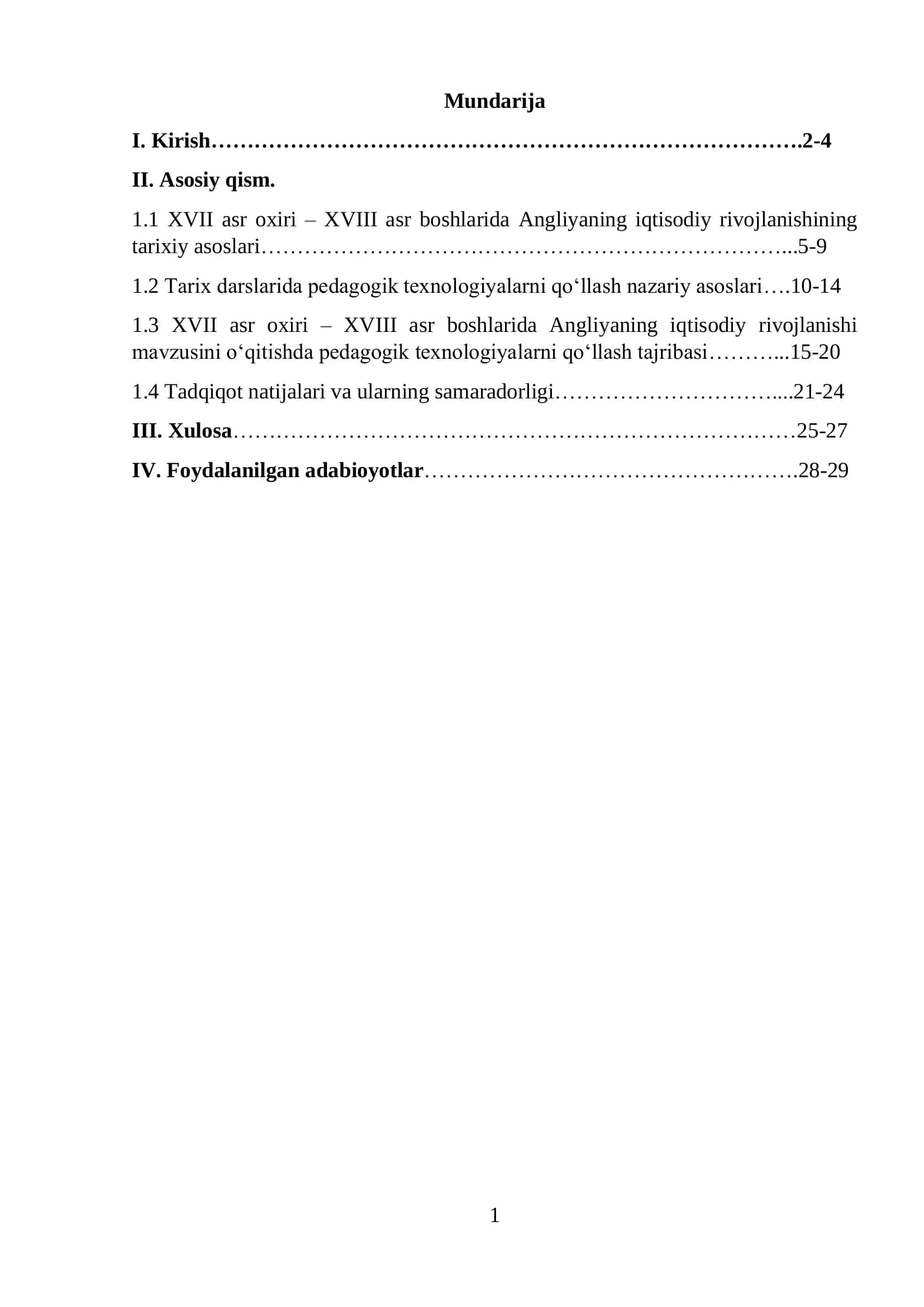 XVII asr oxiri – XVIII asr boshlarida Angliyaning iqtisodiy rivojlanishi