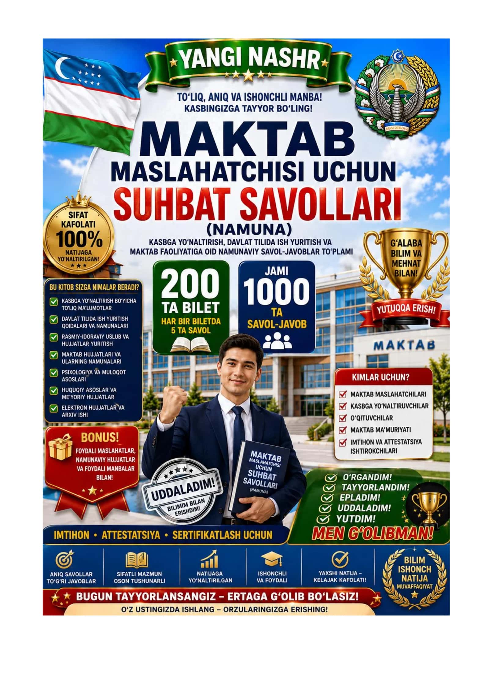 Maktab Maslahatchisi Tayyorlov Testlar va Suhbat Savollari
