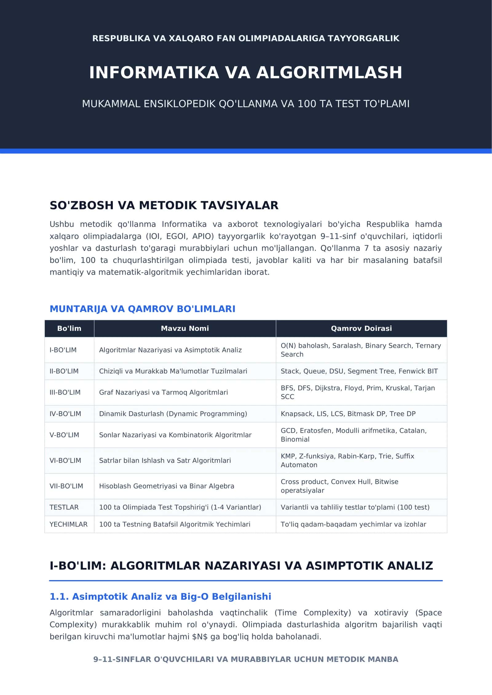 INFORMATIKA VA ALGORITMLASH