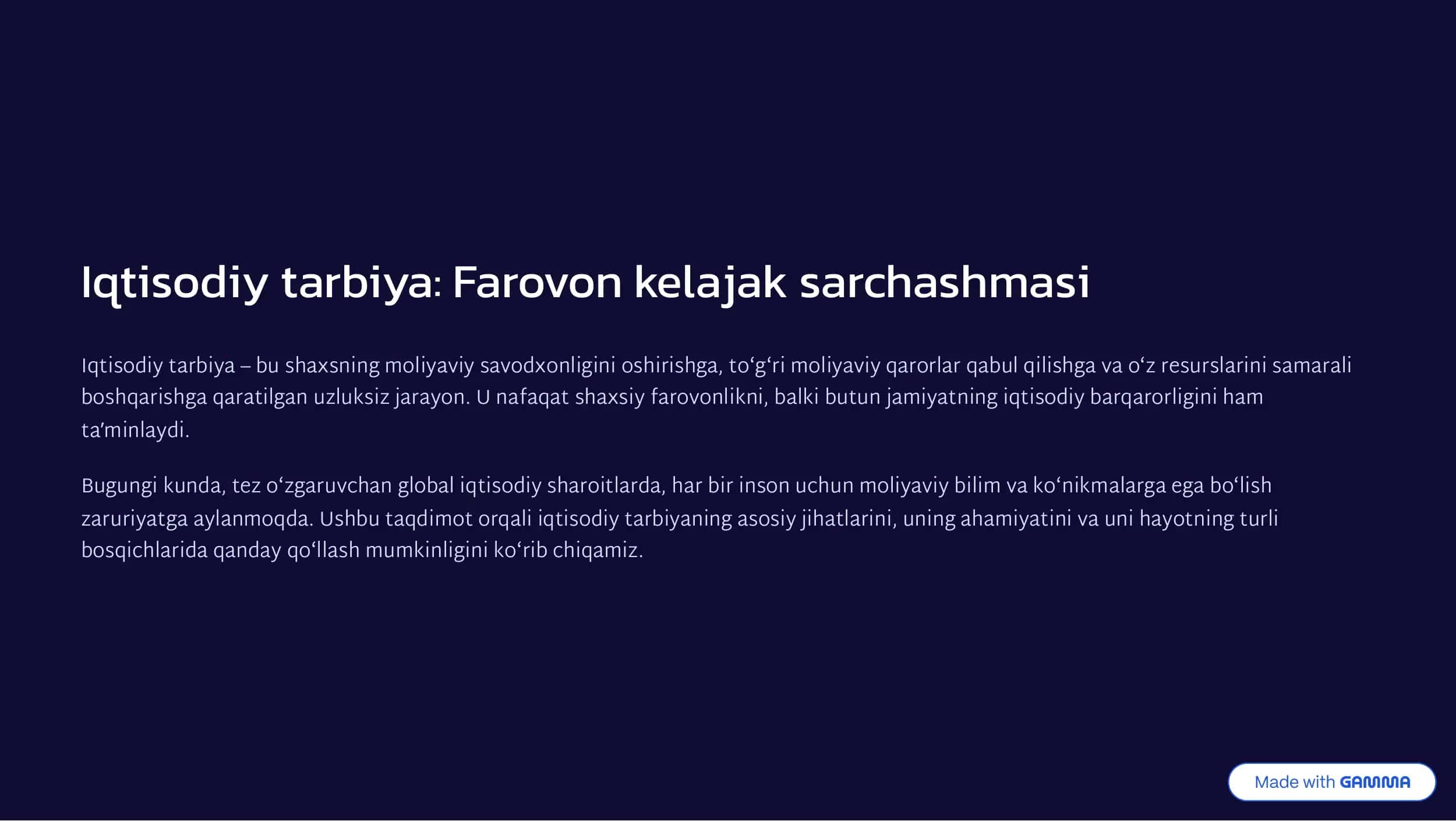 Iqtisodiy tarbiya