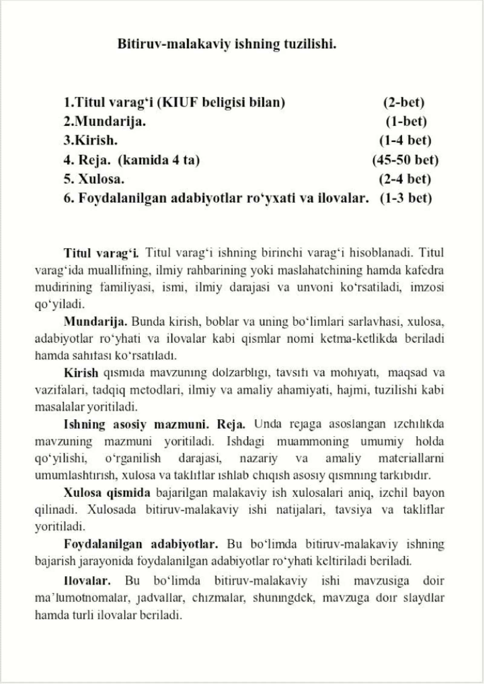 Diplom ishi yozish tartibi