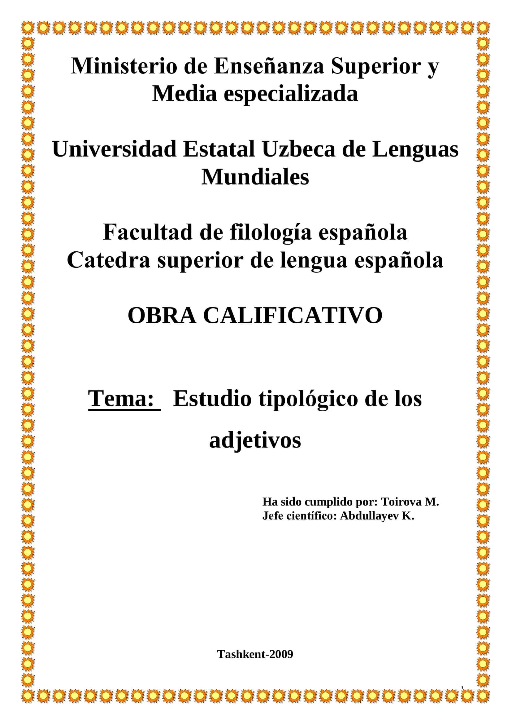 Estudio tipológico de los adjetivos