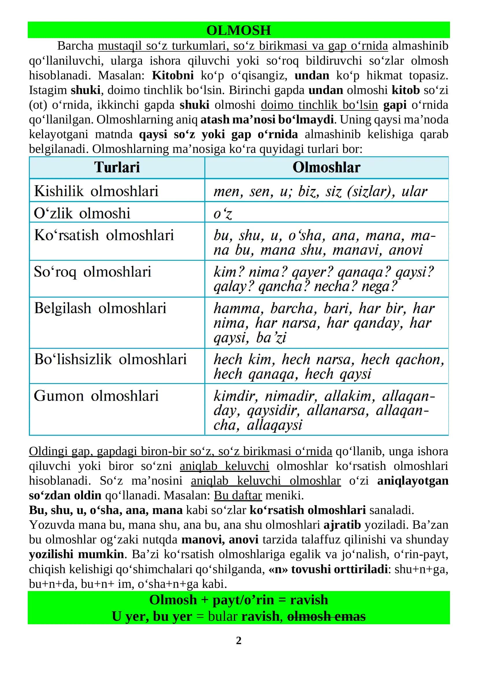 7 -ona tili sertifikat mavzulashtirilgan testlar bilan.