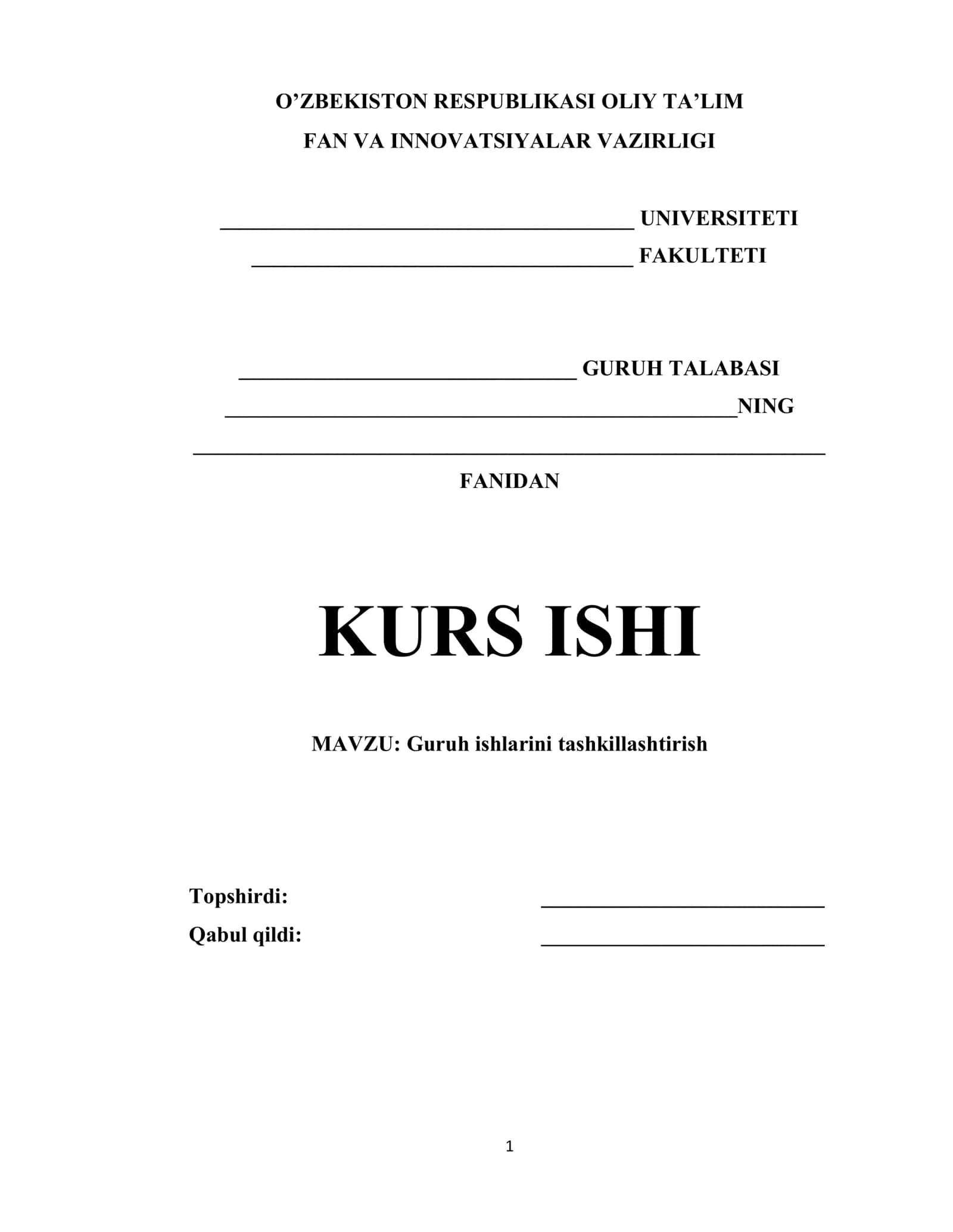 Guruh ishlarini tashkillashtirish