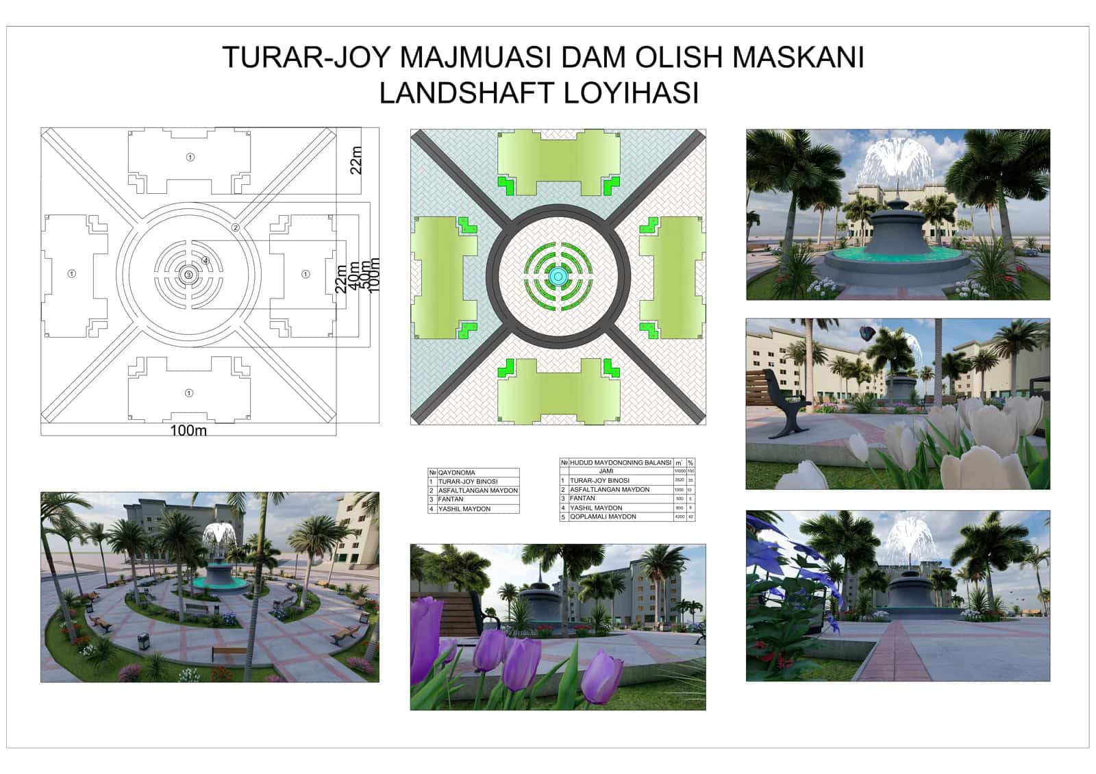 Turar-joy majmuasi dam olish maskani landshaft loyihasi