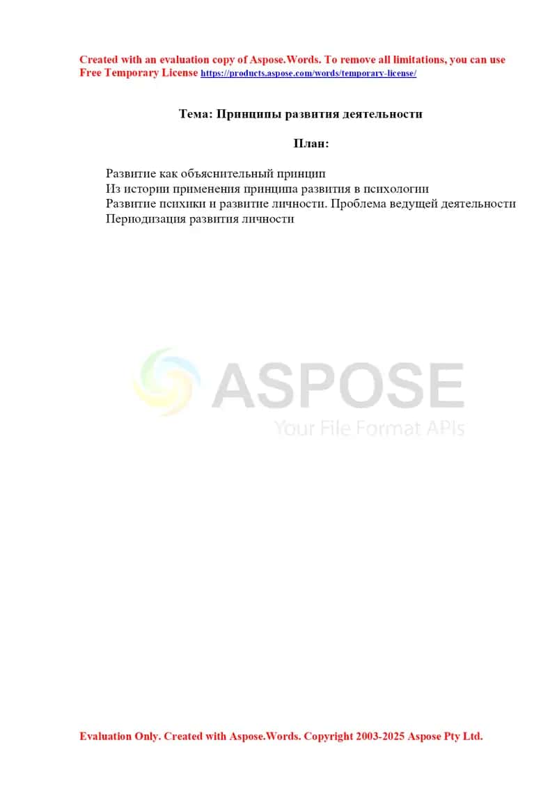 Принципы развития деятельности