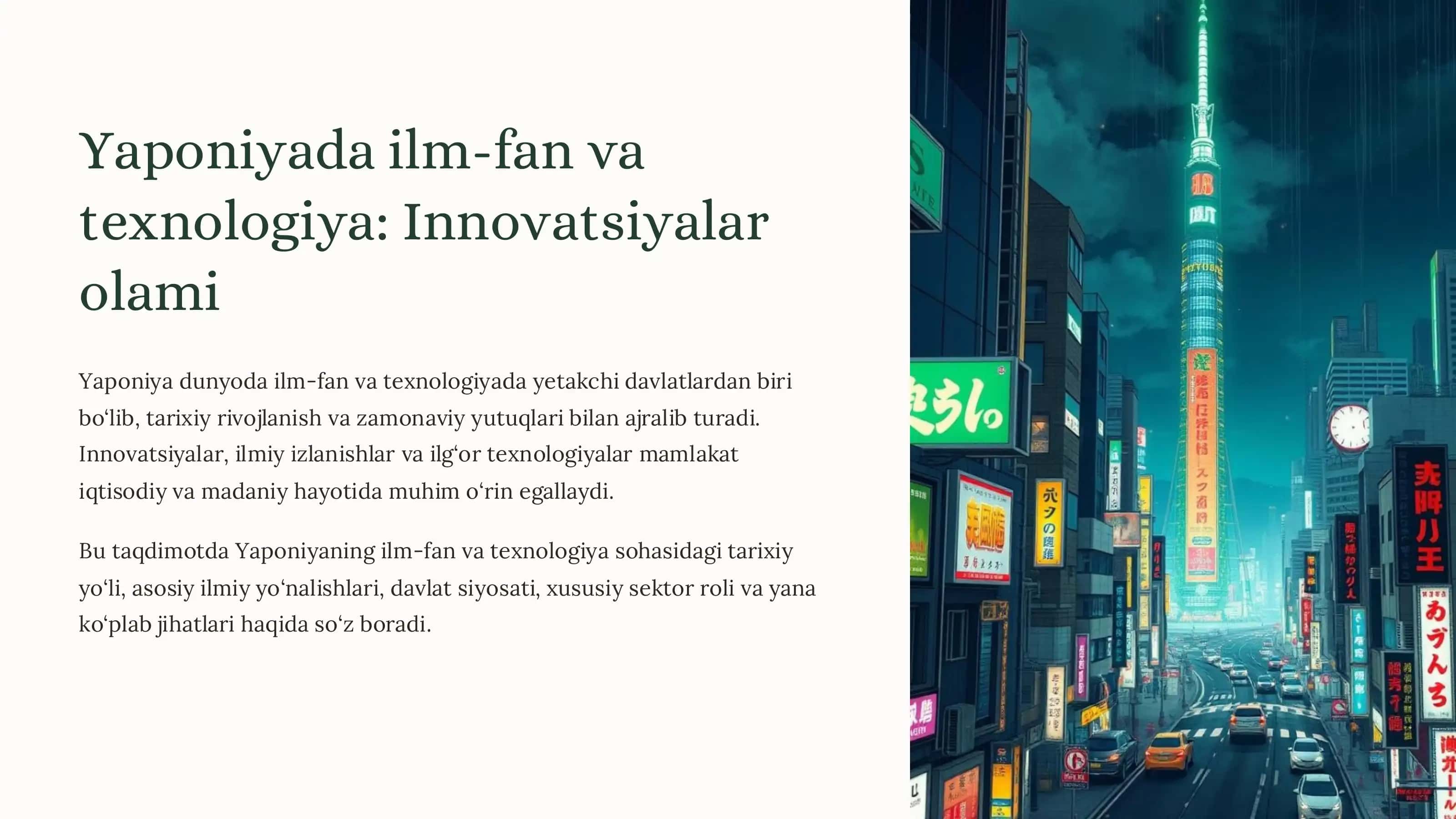 Yaponiyada ilm-fan va texnologiya