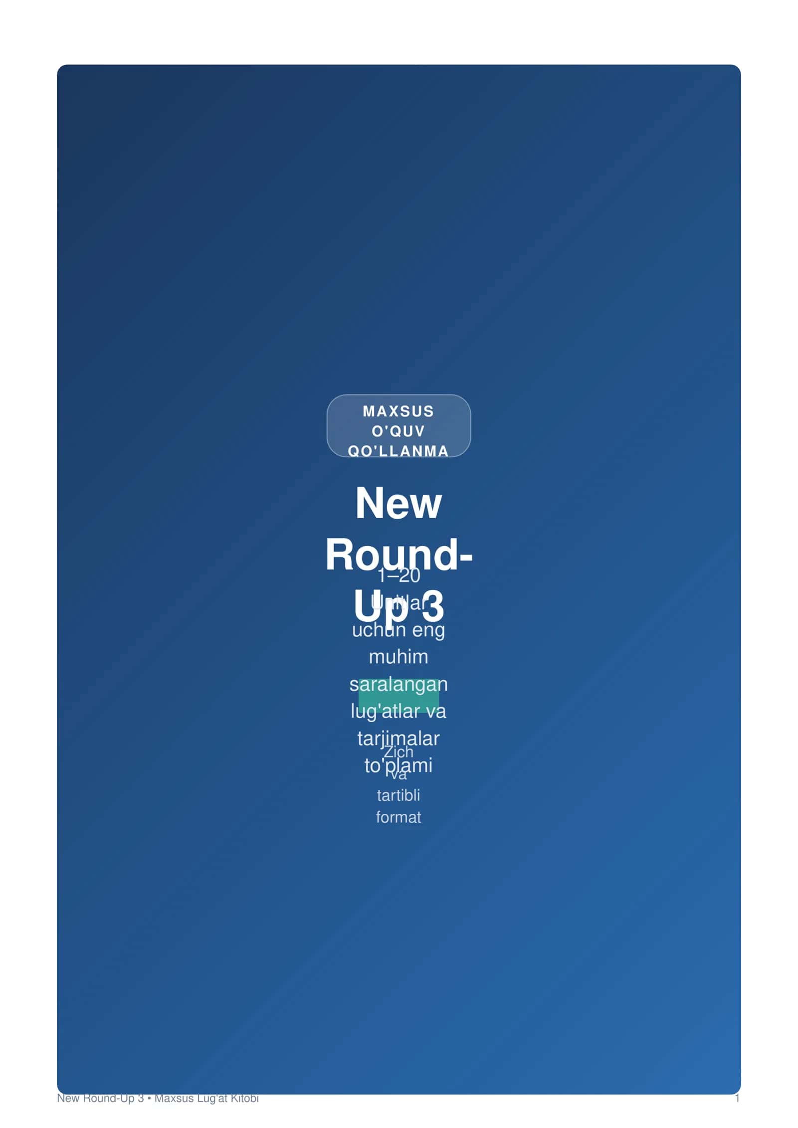 NEW ROUND UP 3  DICTIONARY UZBEK RUS TARJIMA O'QILISHI BOR