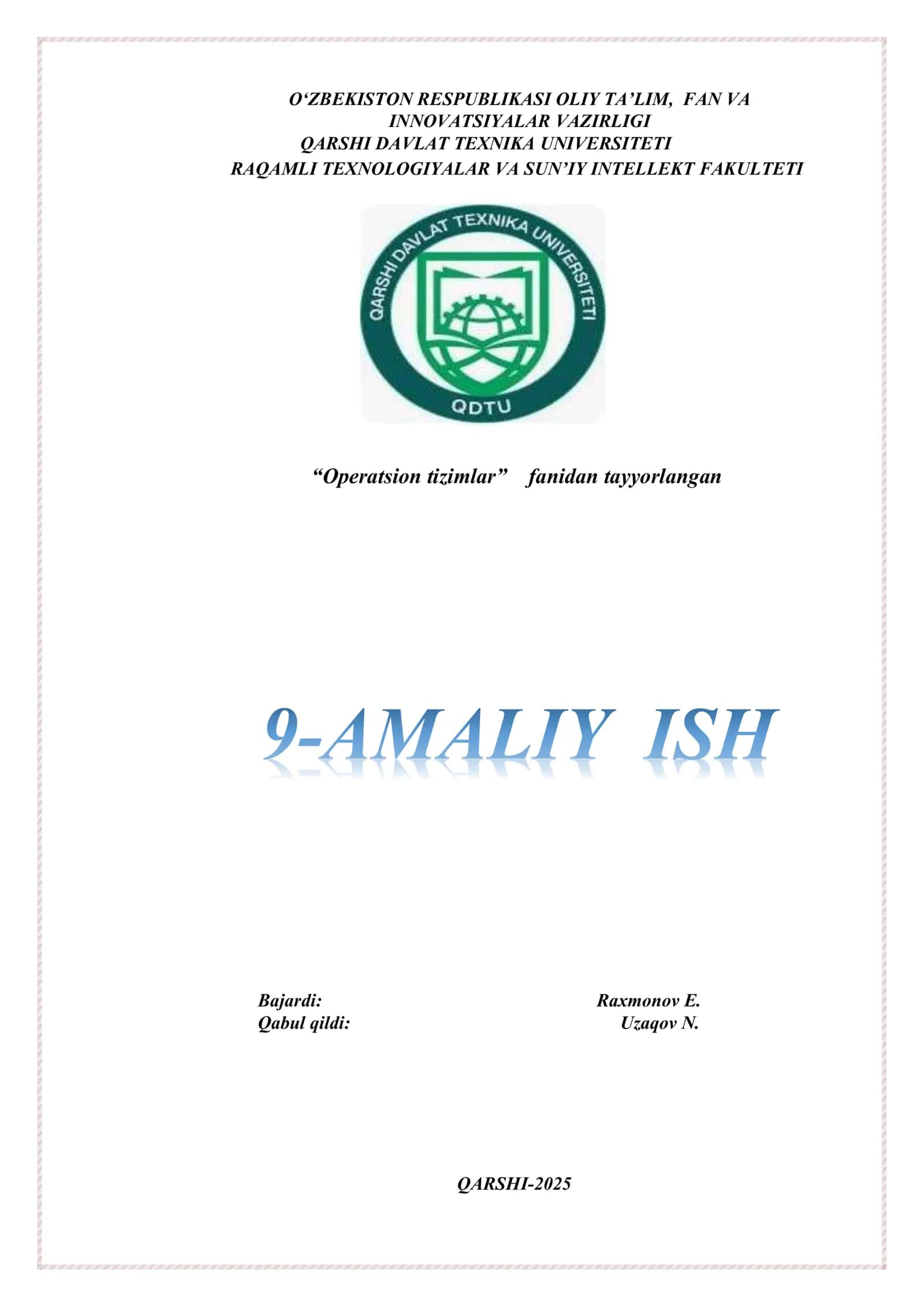 Operatsion tizimlarda fayl tizimi bilan ishlash