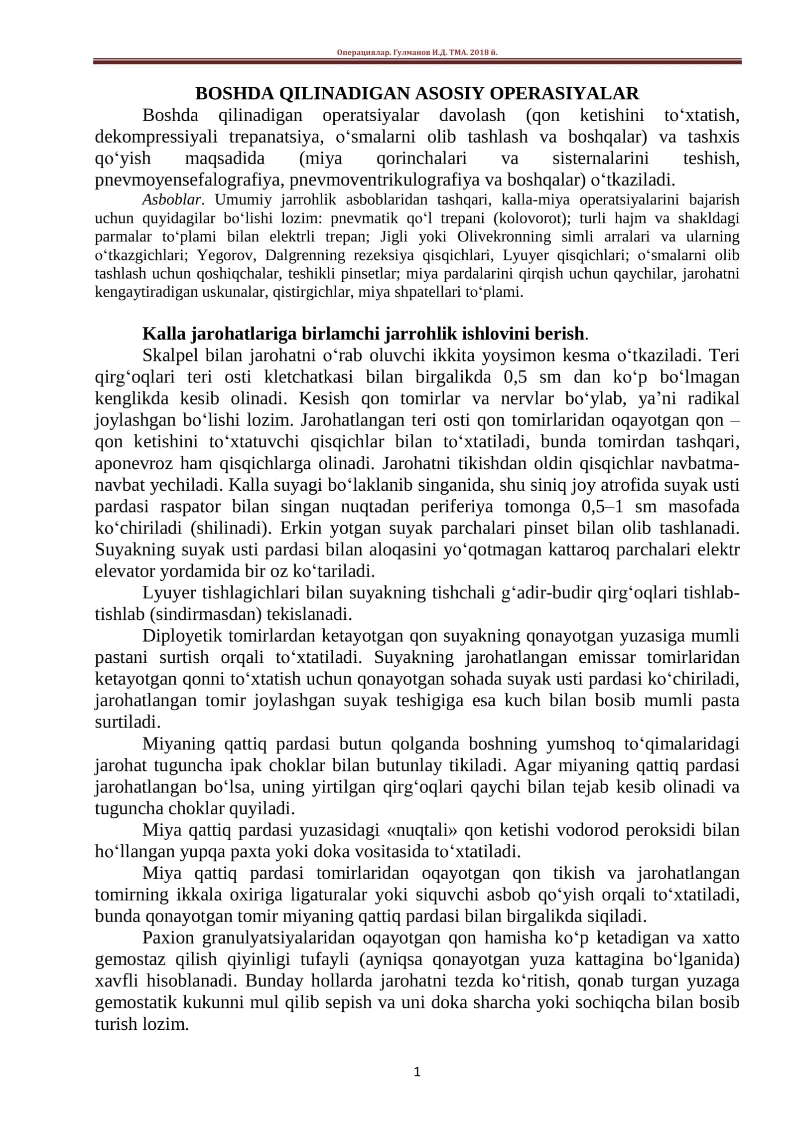 BOSHDA QILINADIGAN ASOSIY OPE